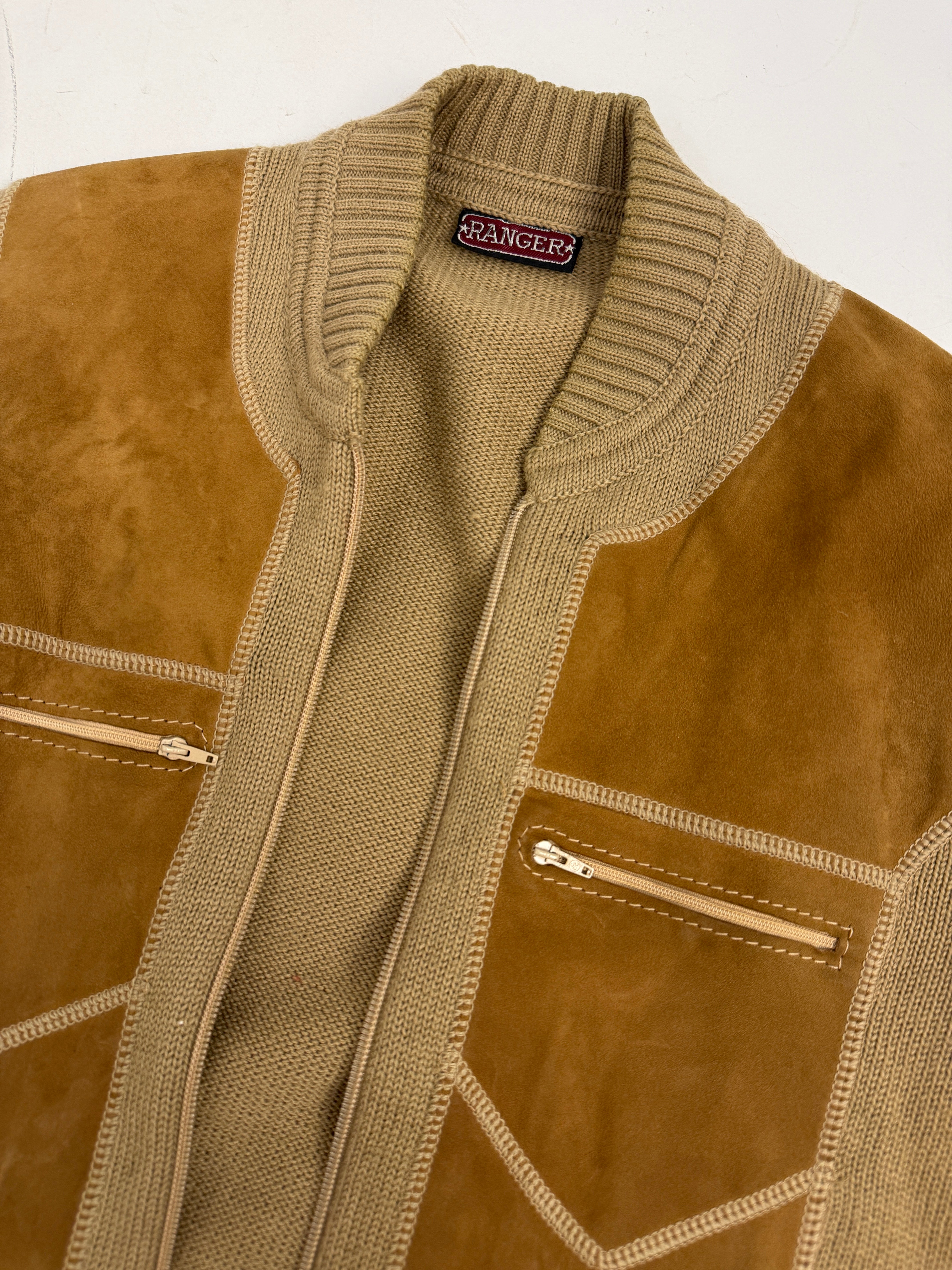 Cardigan Ranger Anni '70 Lana e Camoscio - Taglia M