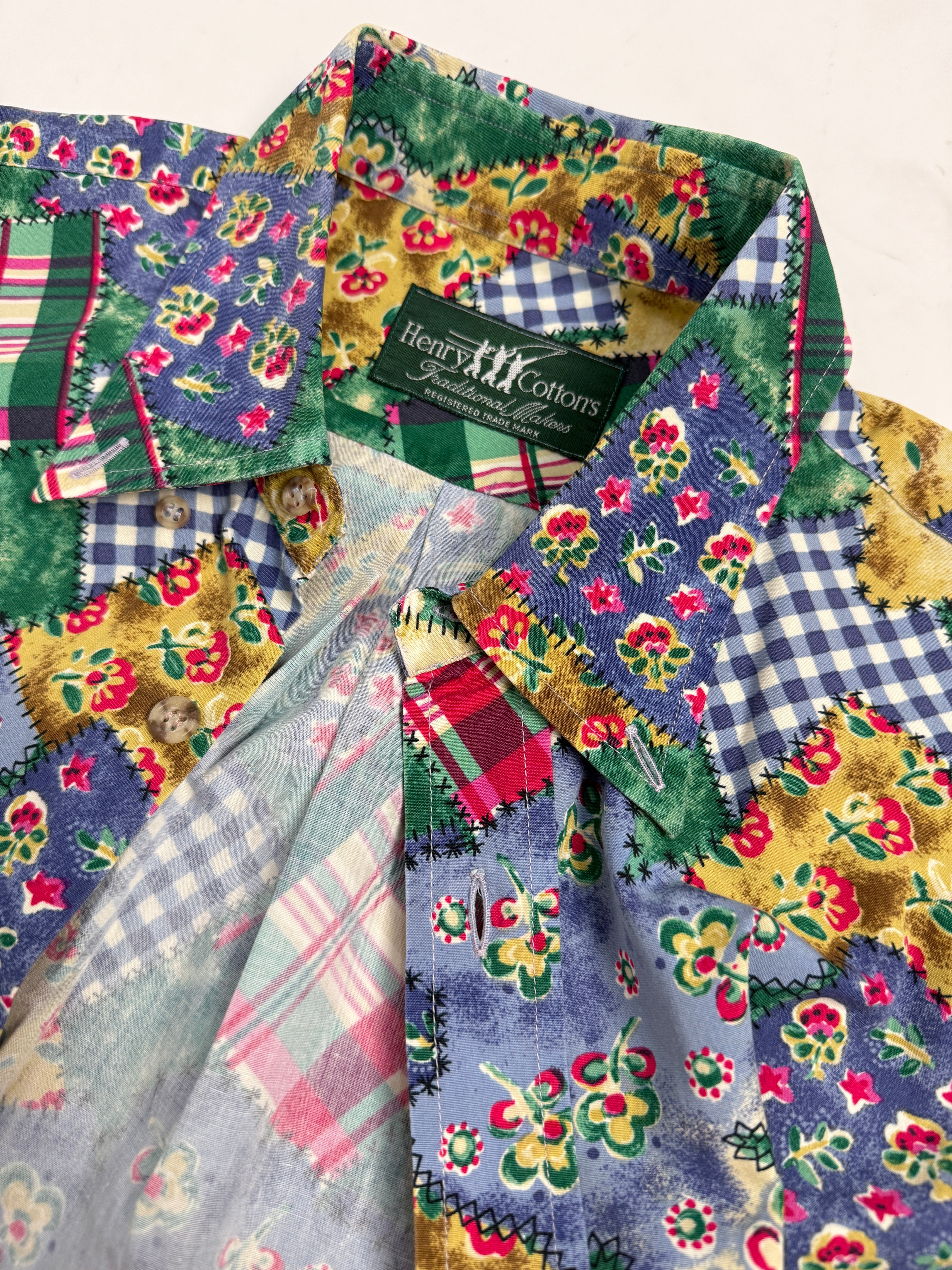Camicia Vintage Henry Cotton's Patchwork Multicolore - Taglia M