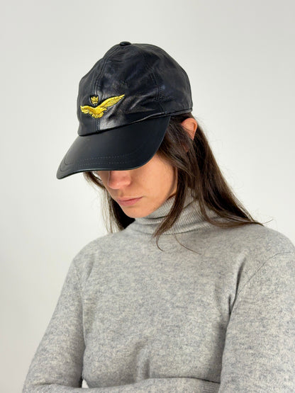 Baseball cap in pelle ricamato