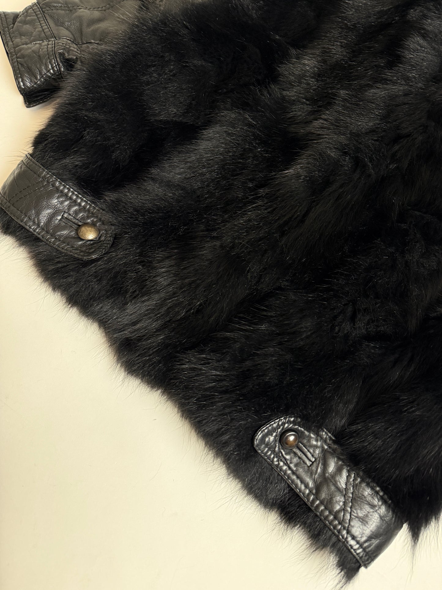 Giacca in pelle e pelliccia anni '80