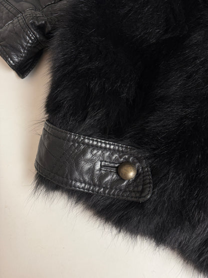 Giacca in pelle e pelliccia anni '80