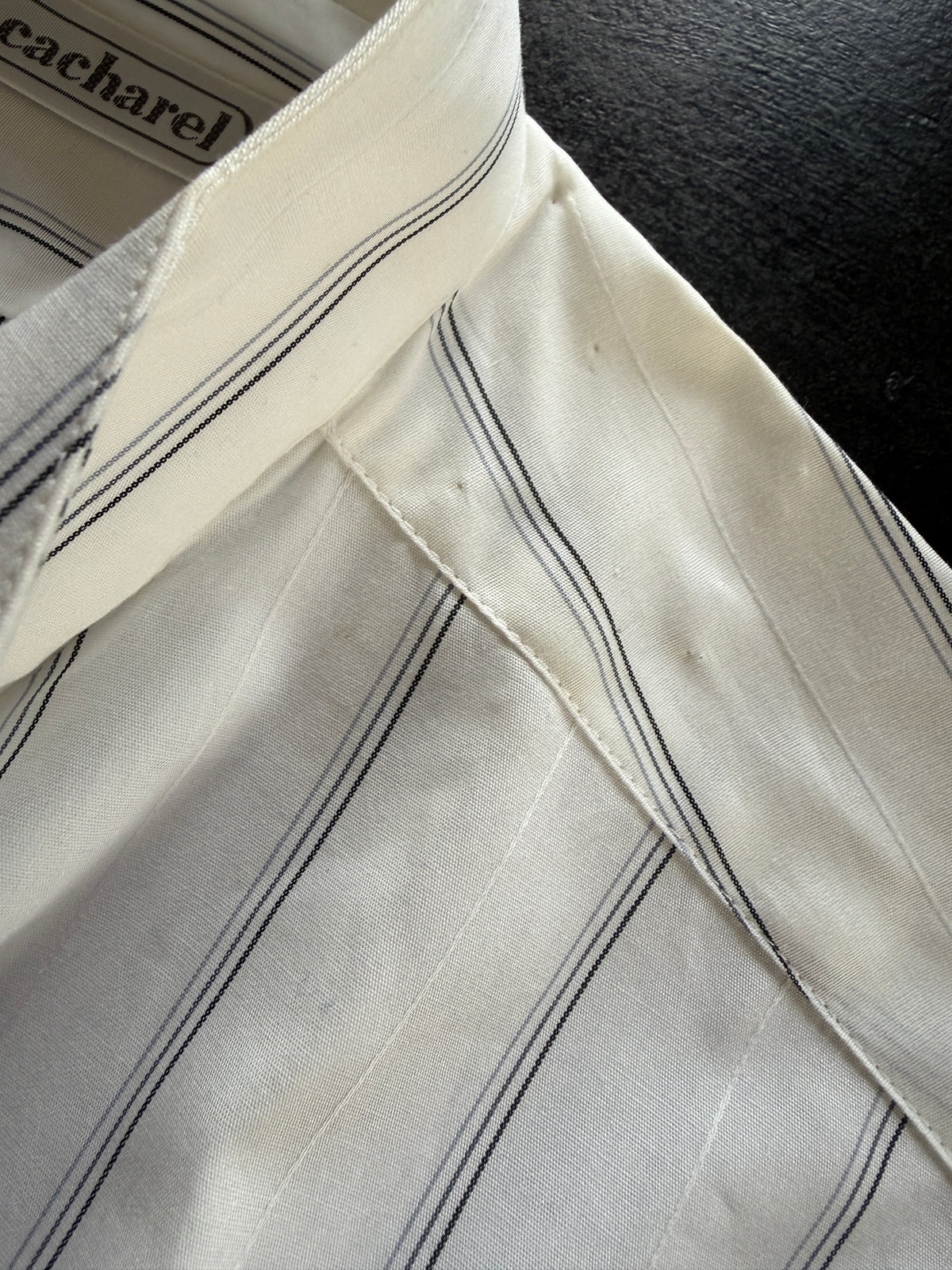 Camicia Cacharel Deadstock anni ‘70 Cotone Bianco a Righe - Taglia M