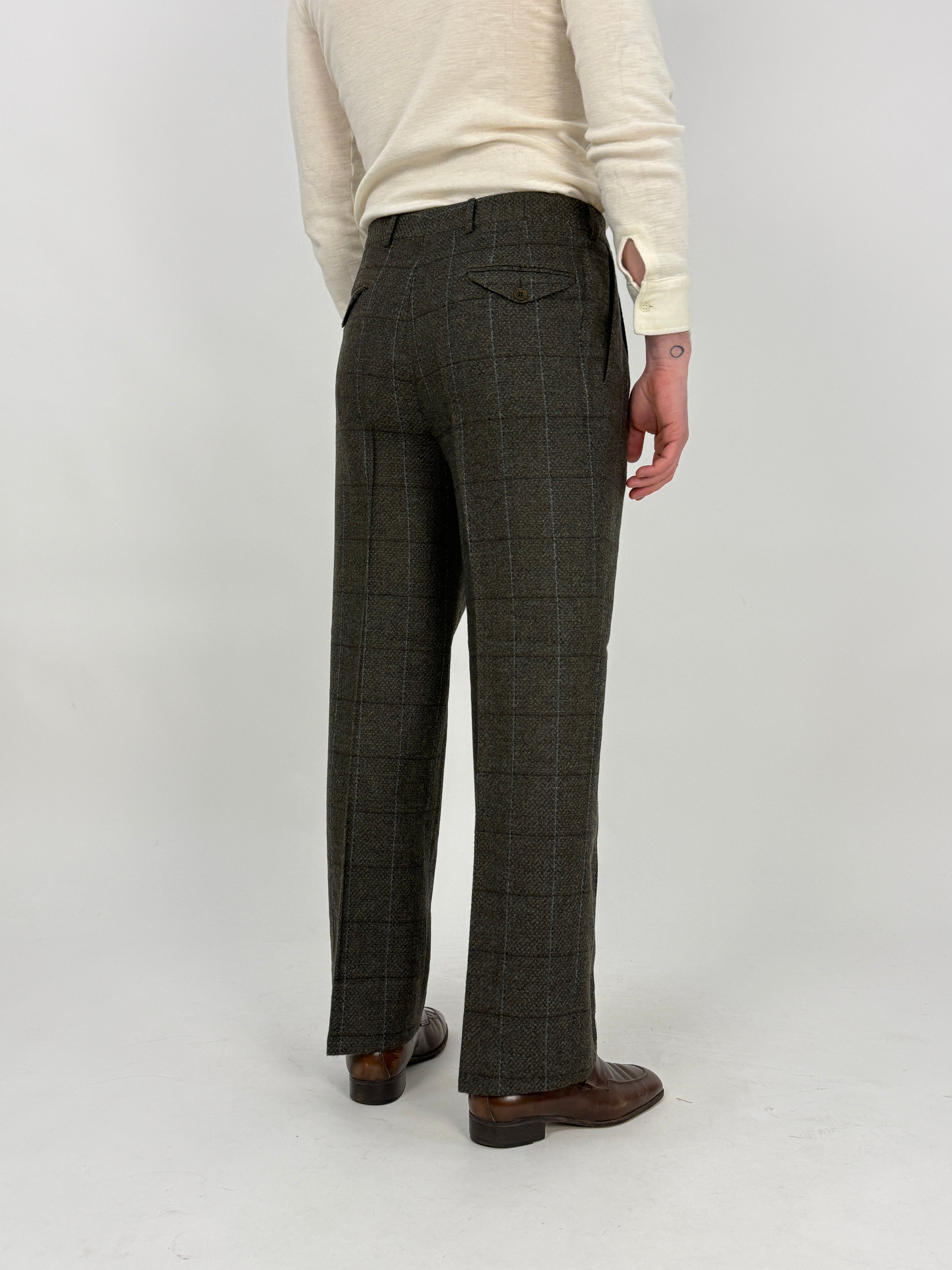 Pantaloni sartoriali anni '70 Chester Bryant - lana a quadri