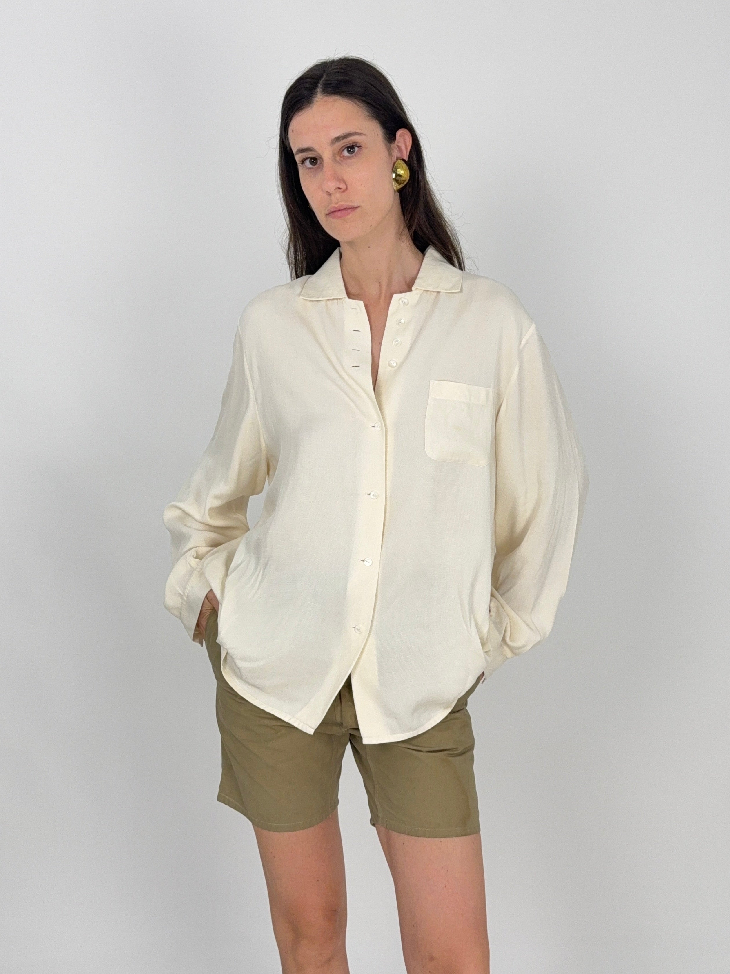 Camicia Balloon in Pura Seta Anni '80 - Taglia L