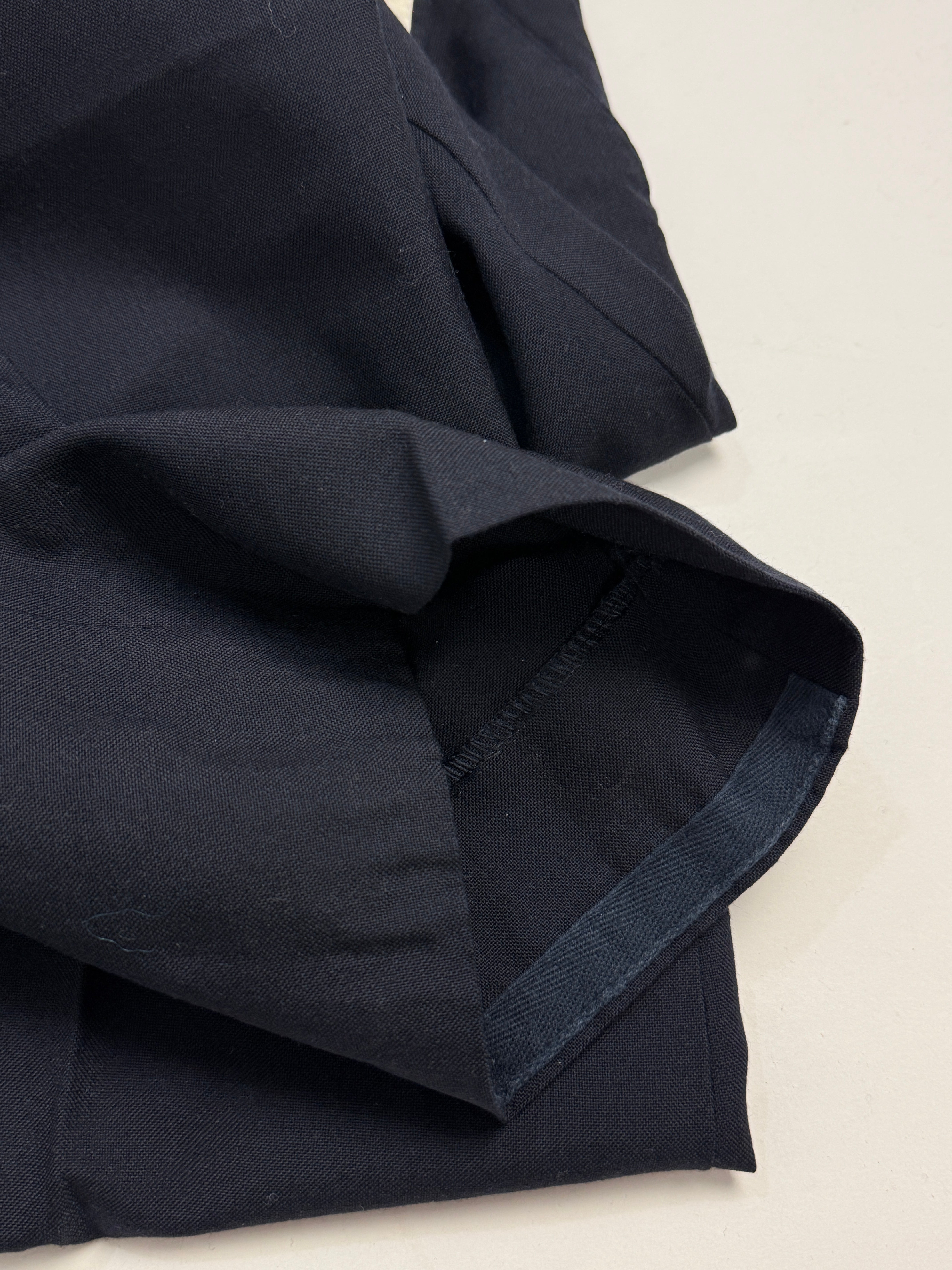 Pantaloni vintage in lana blu scuro con pinces
