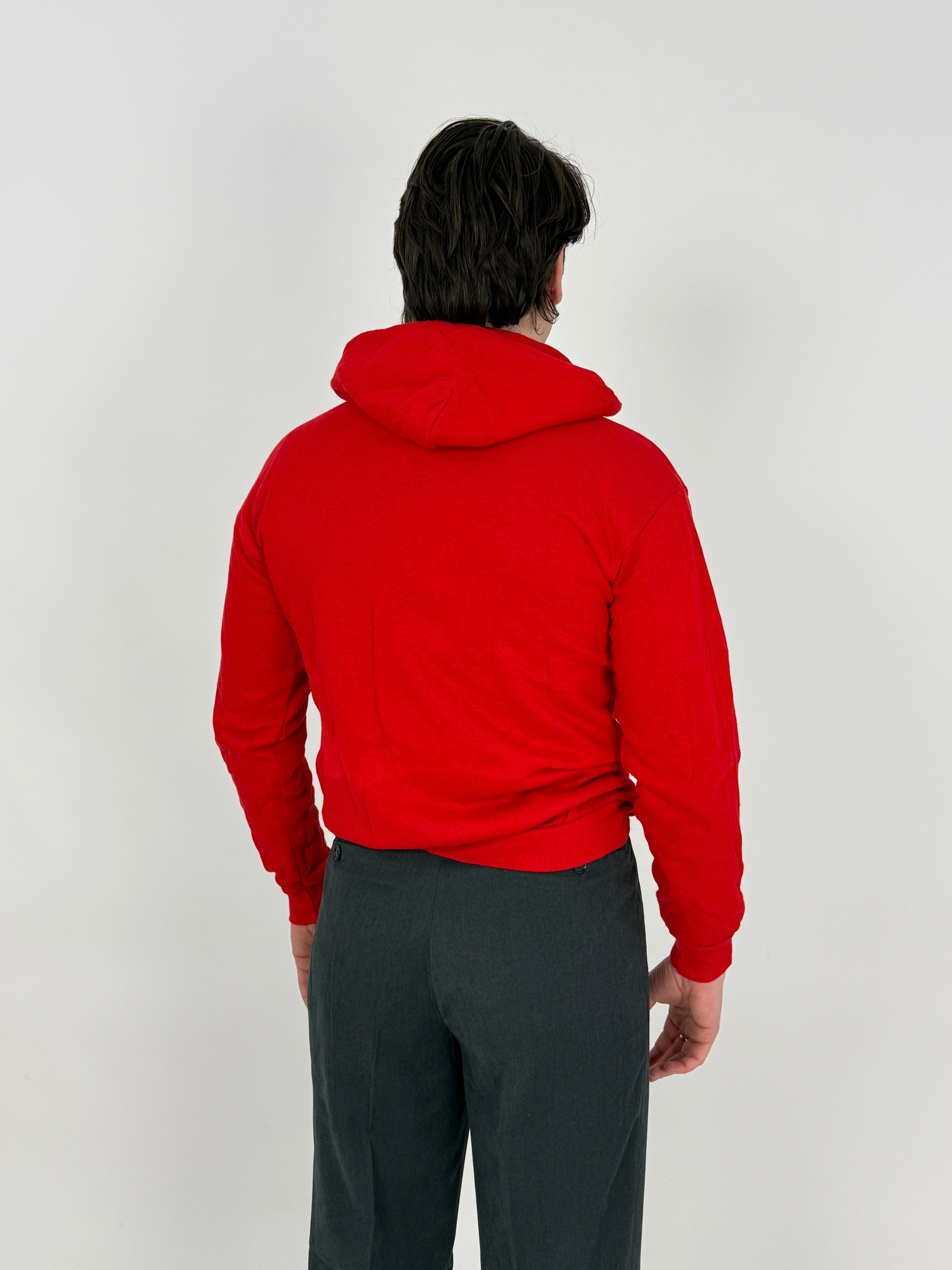 Felpa Tultex anni '70 rossa con zip metallo - Made in USA