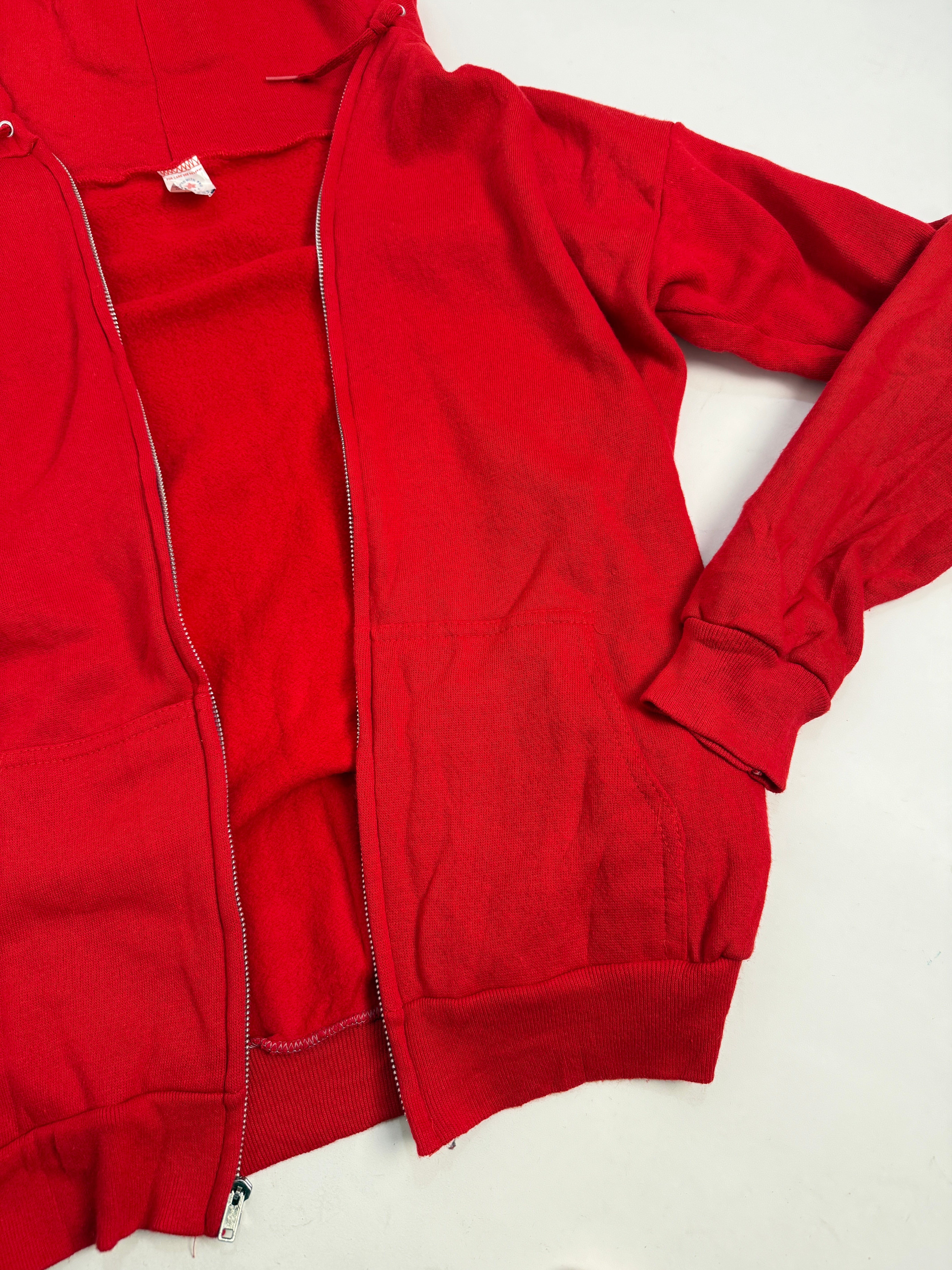 Felpa Tultex anni '70 rossa con zip metallo - Made in USA