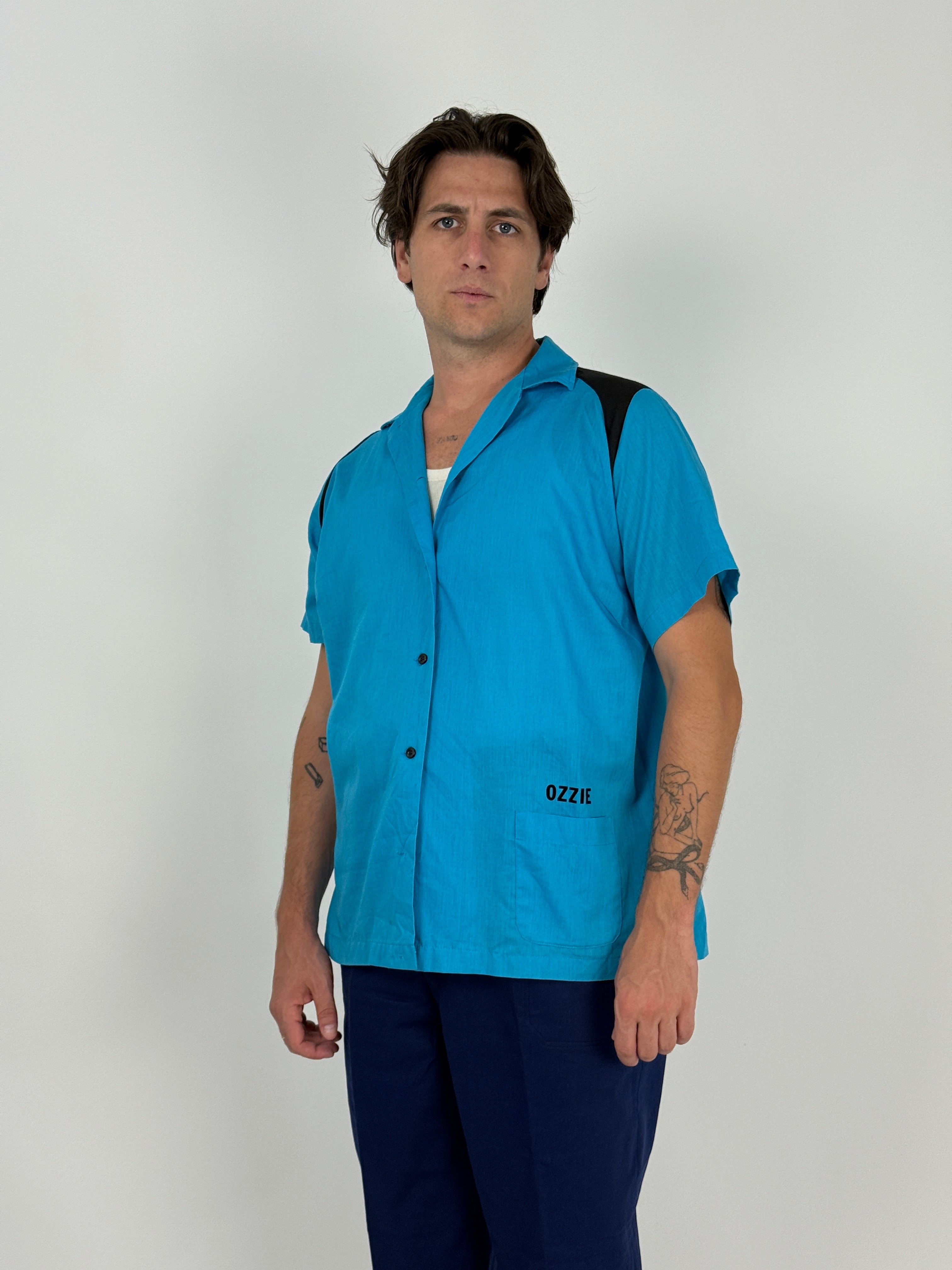 camicia-bowling-vintage-turchese-e-nero