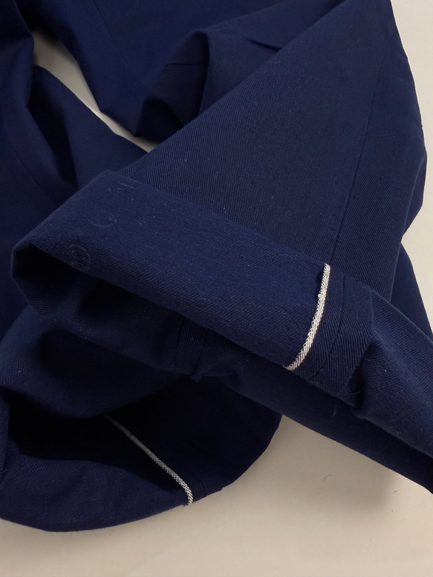 Pantaloni workwear anni ’70 blu navy in twill selvedge cimosa