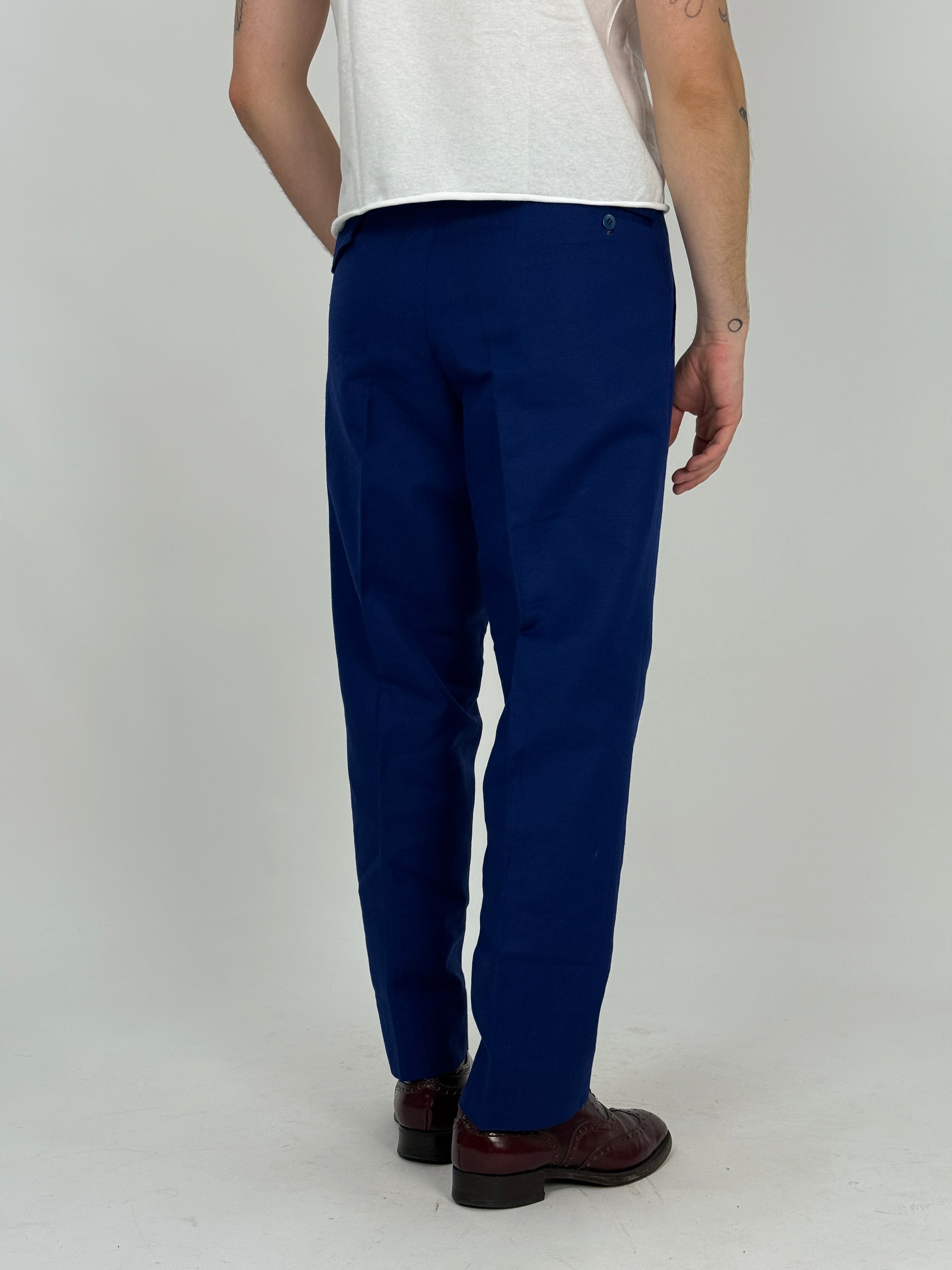 Pantaloni vintage deadstock blu cobalto - vista posteriore indossati