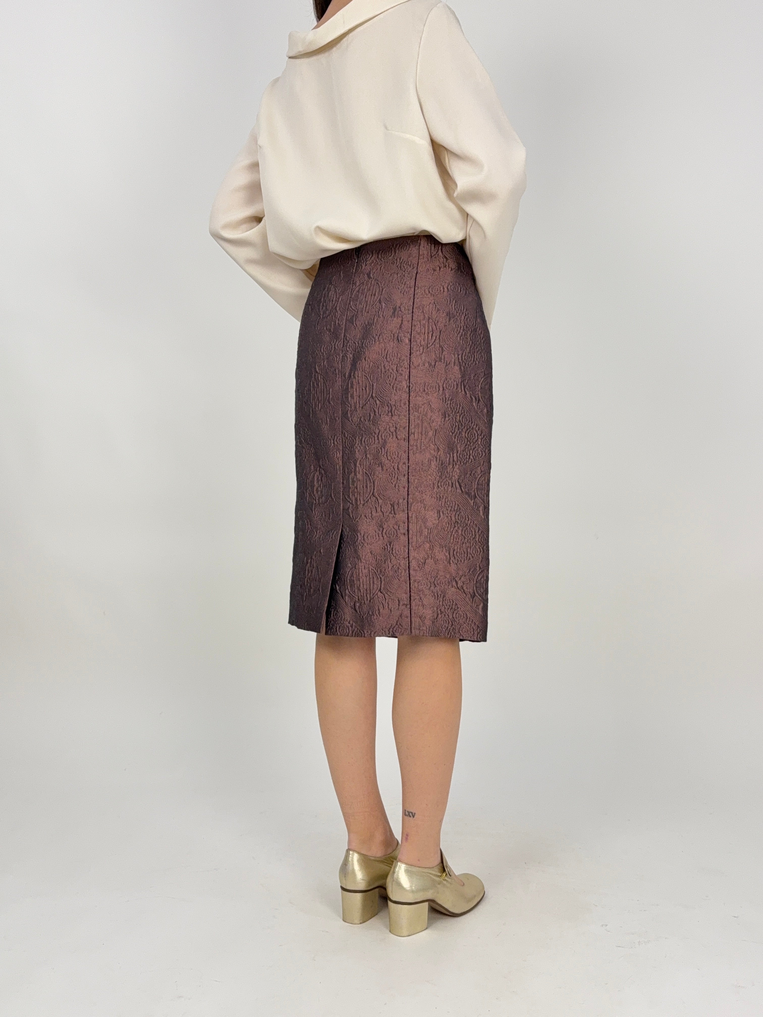 Gonna Yves Saint Laurent Rive Gauche vintage in  broccato di Seta e Lana
