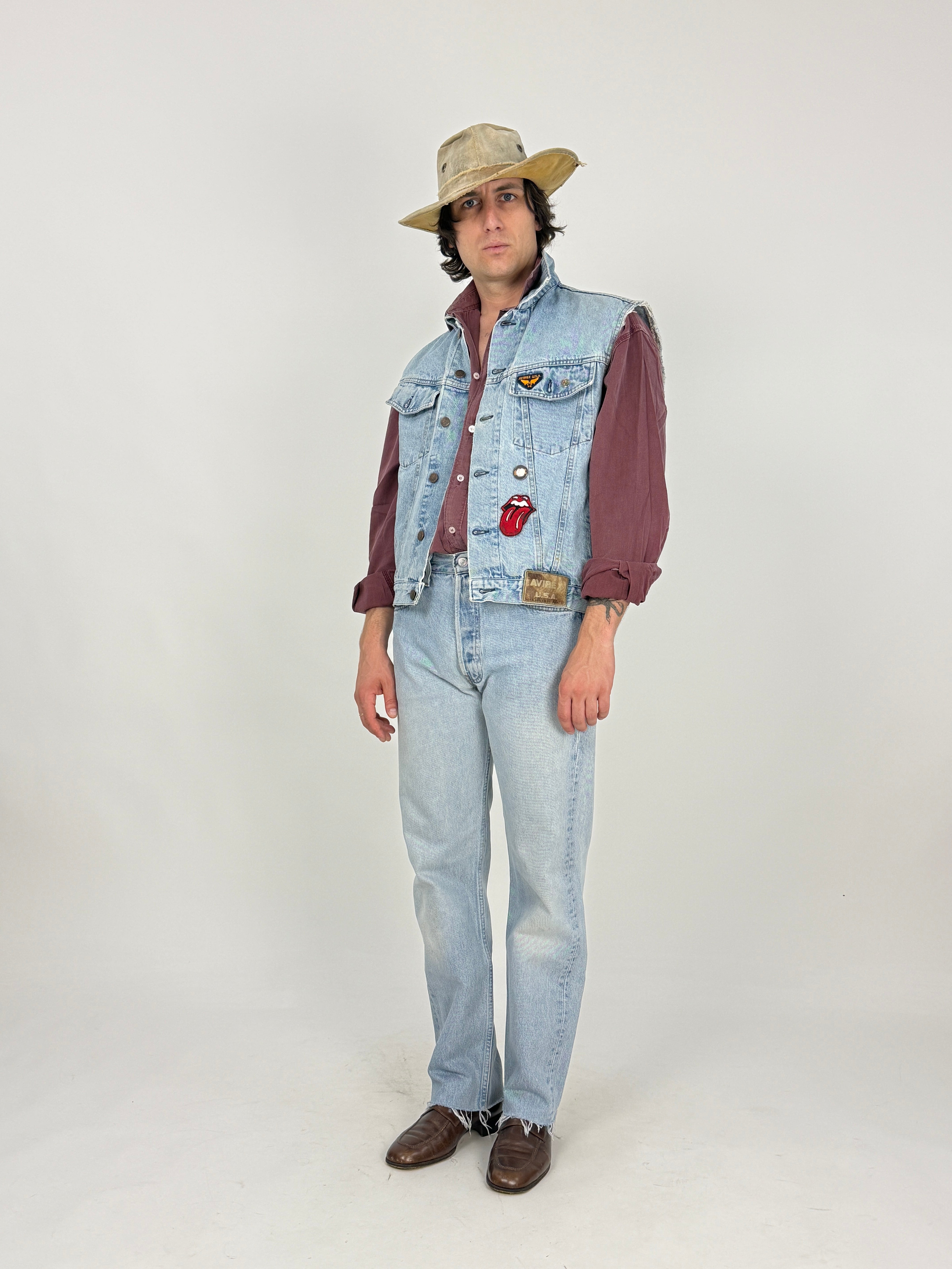 Gilet Avirex LTD in Denim Anni '80 - Taglia M