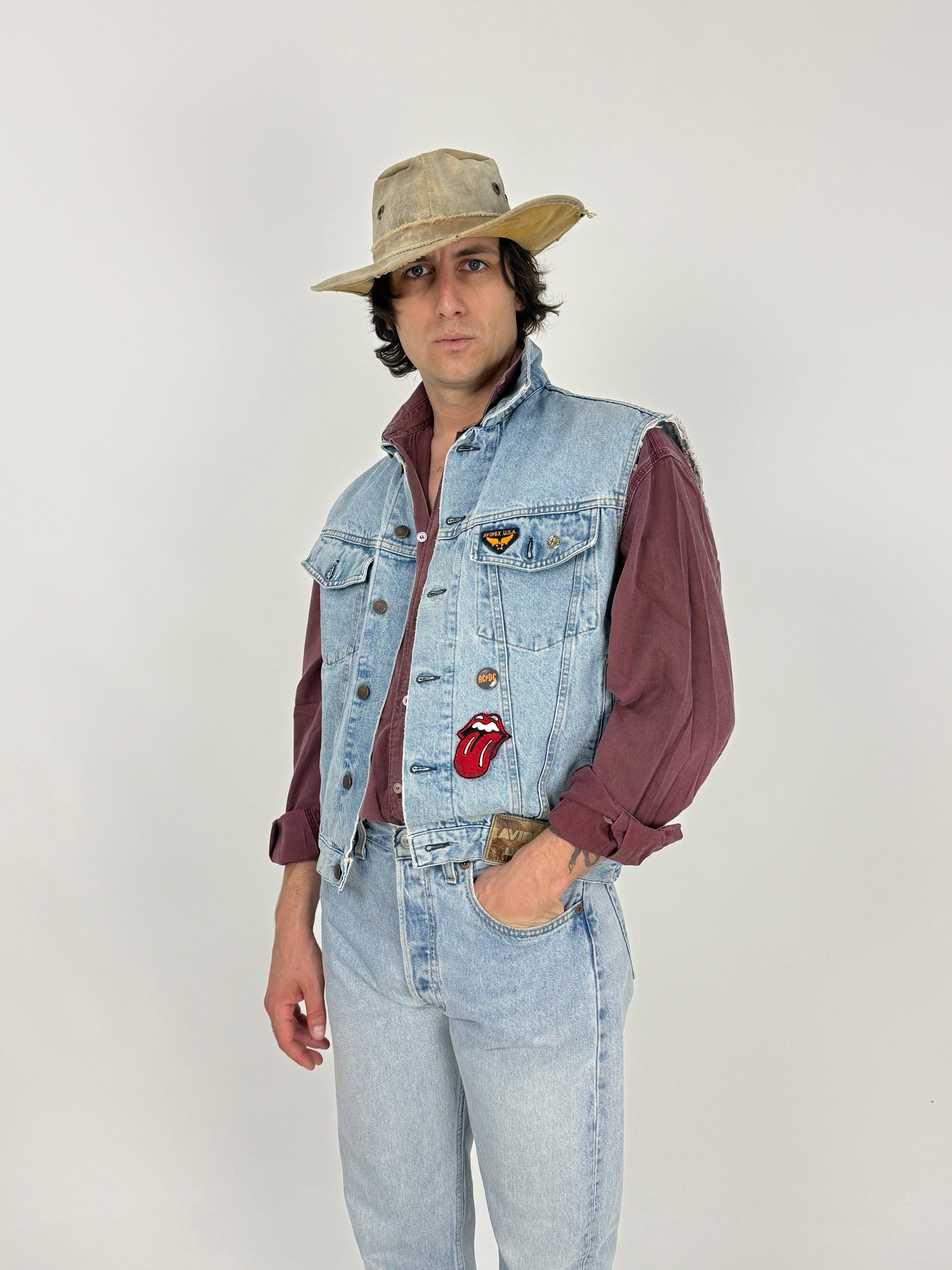 Gilet Avirex LTD in Denim Anni '80 - Taglia M
