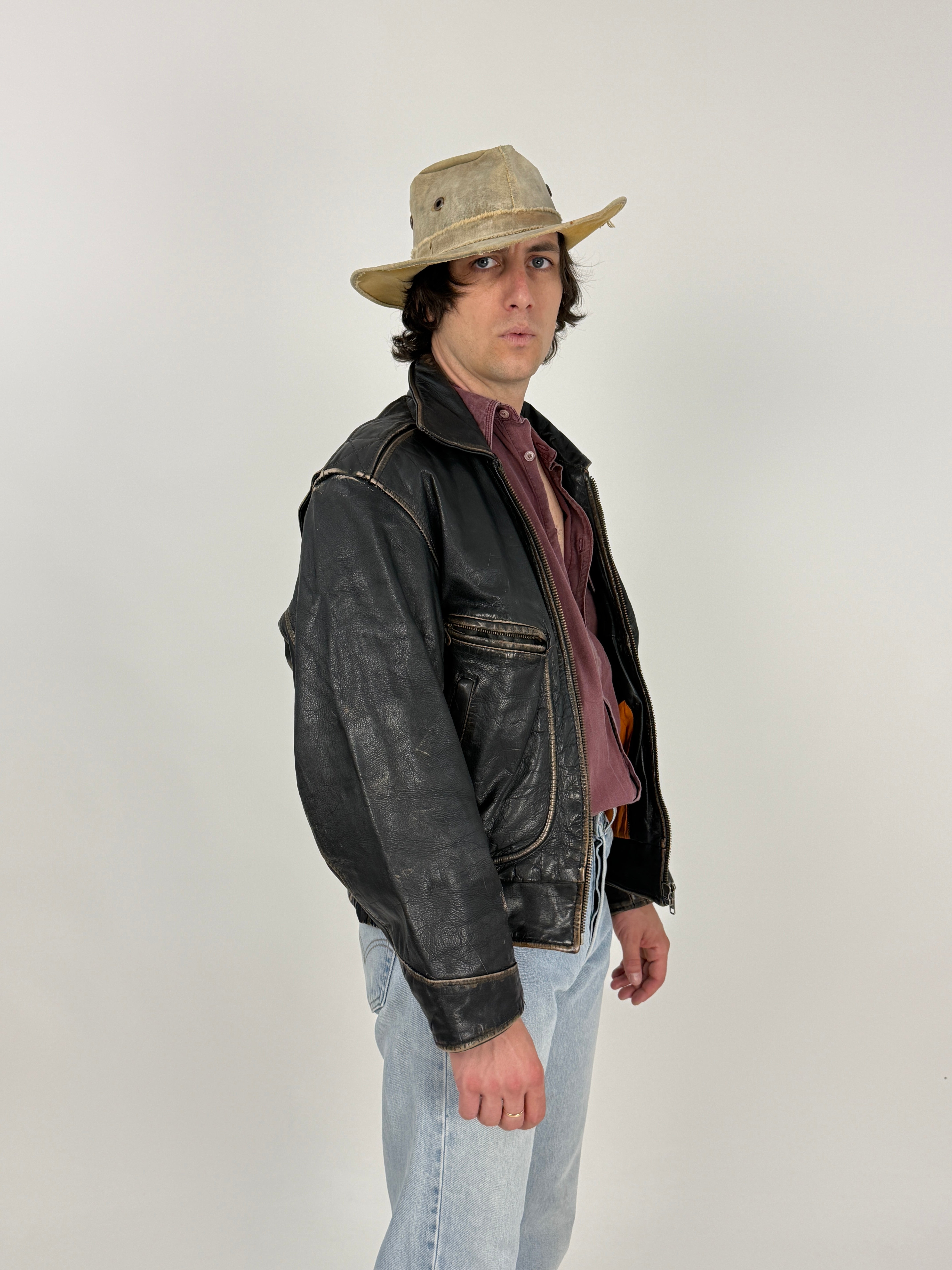 Bomb Boogie Leather Jacket Anni '80/'90 - Taglia M