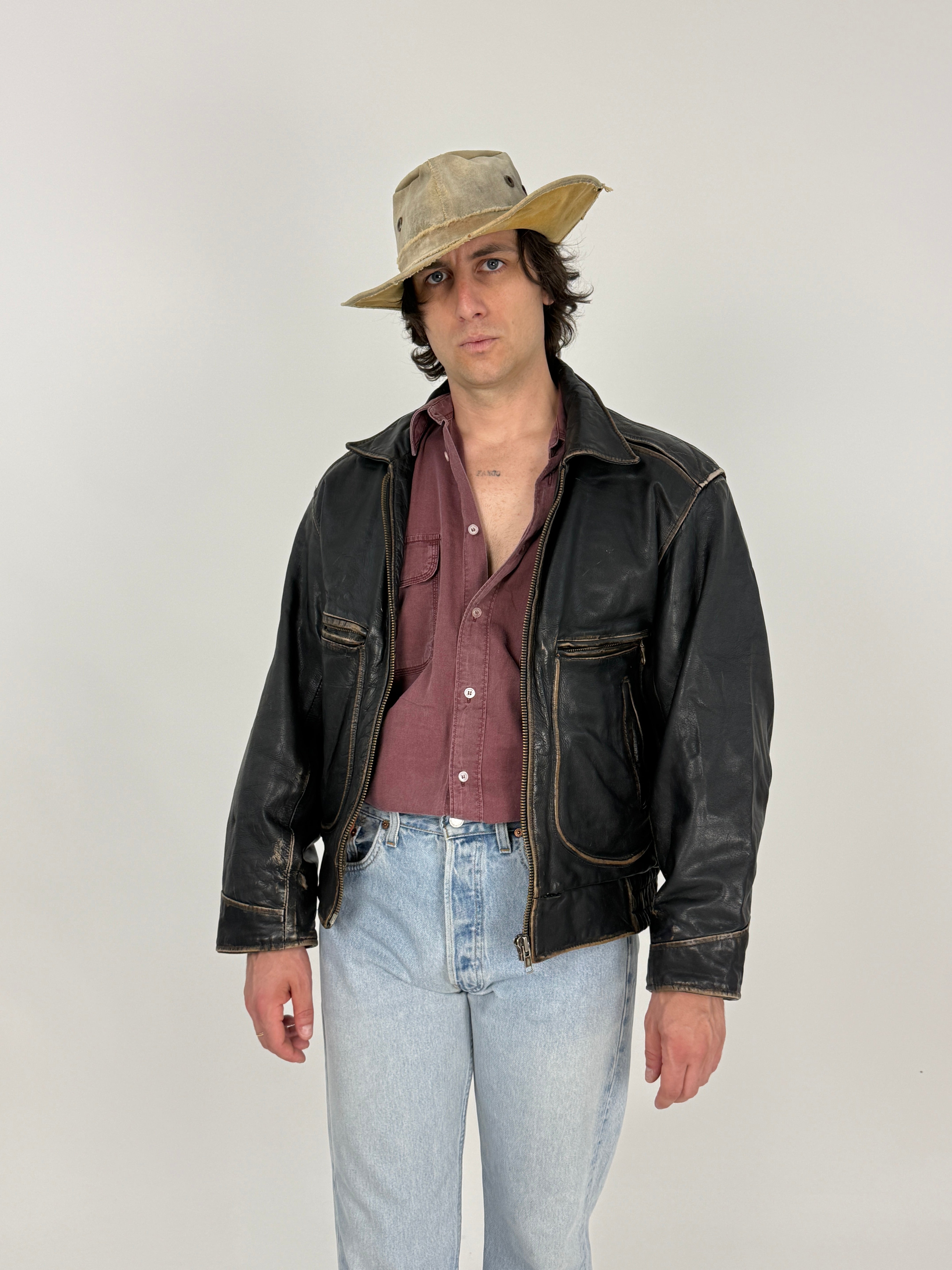 Bomb Boogie Leather Jacket Anni '80/'90 - Taglia M