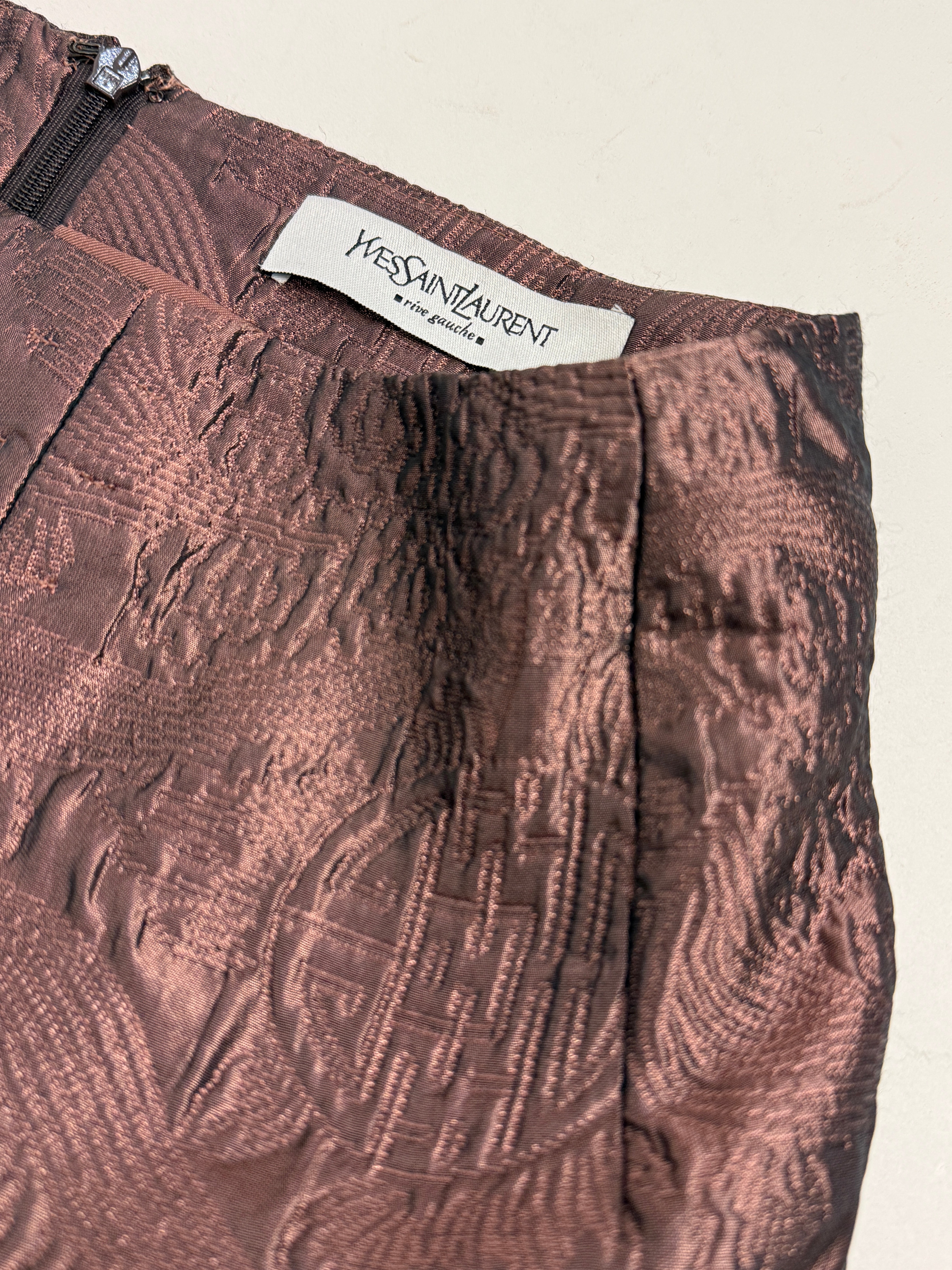 Gonna Yves Saint Laurent Rive Gauche vintage in  broccato di Seta e Lana