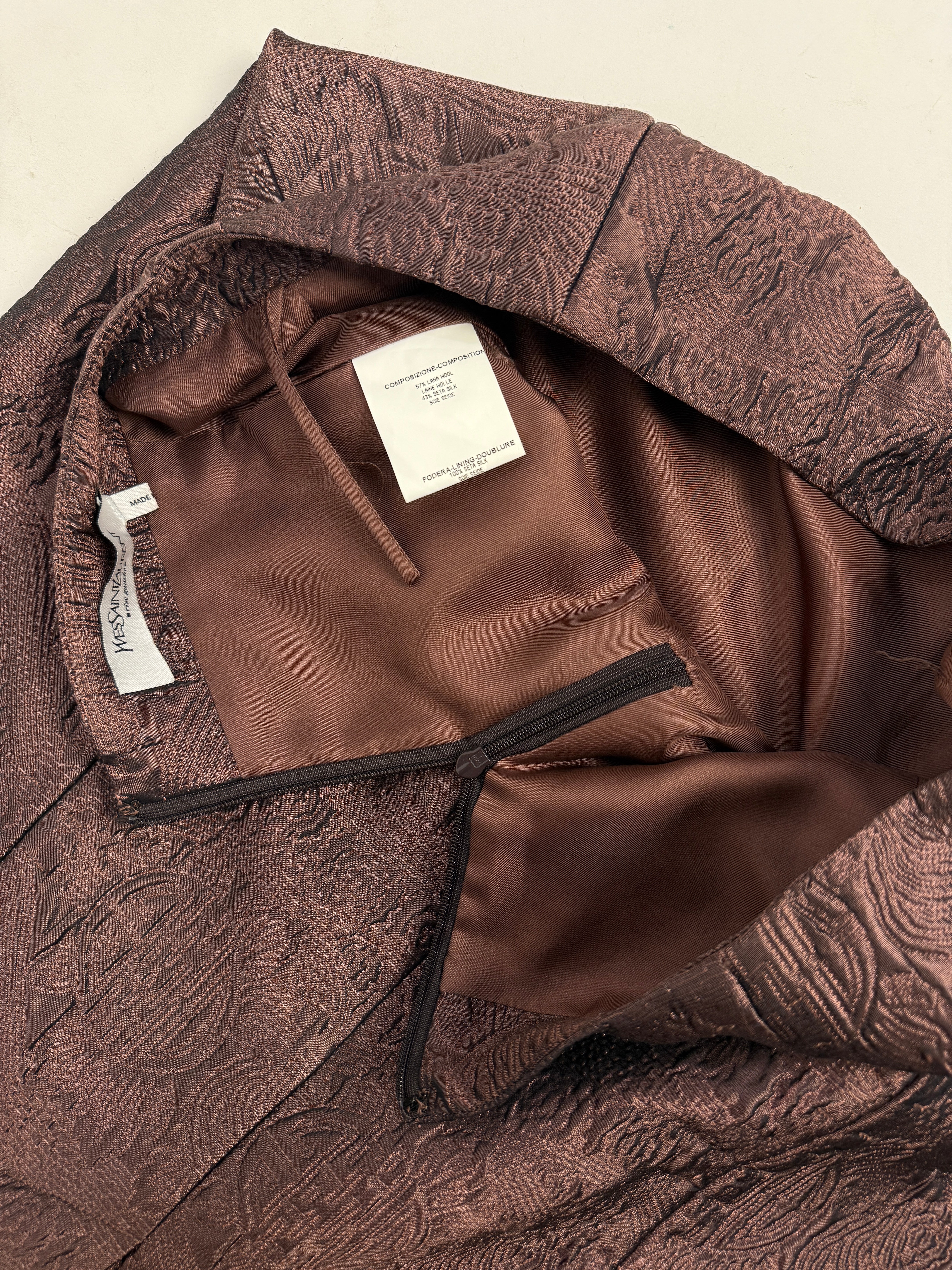 Gonna Yves Saint Laurent Rive Gauche vintage in  broccato di Seta e Lana