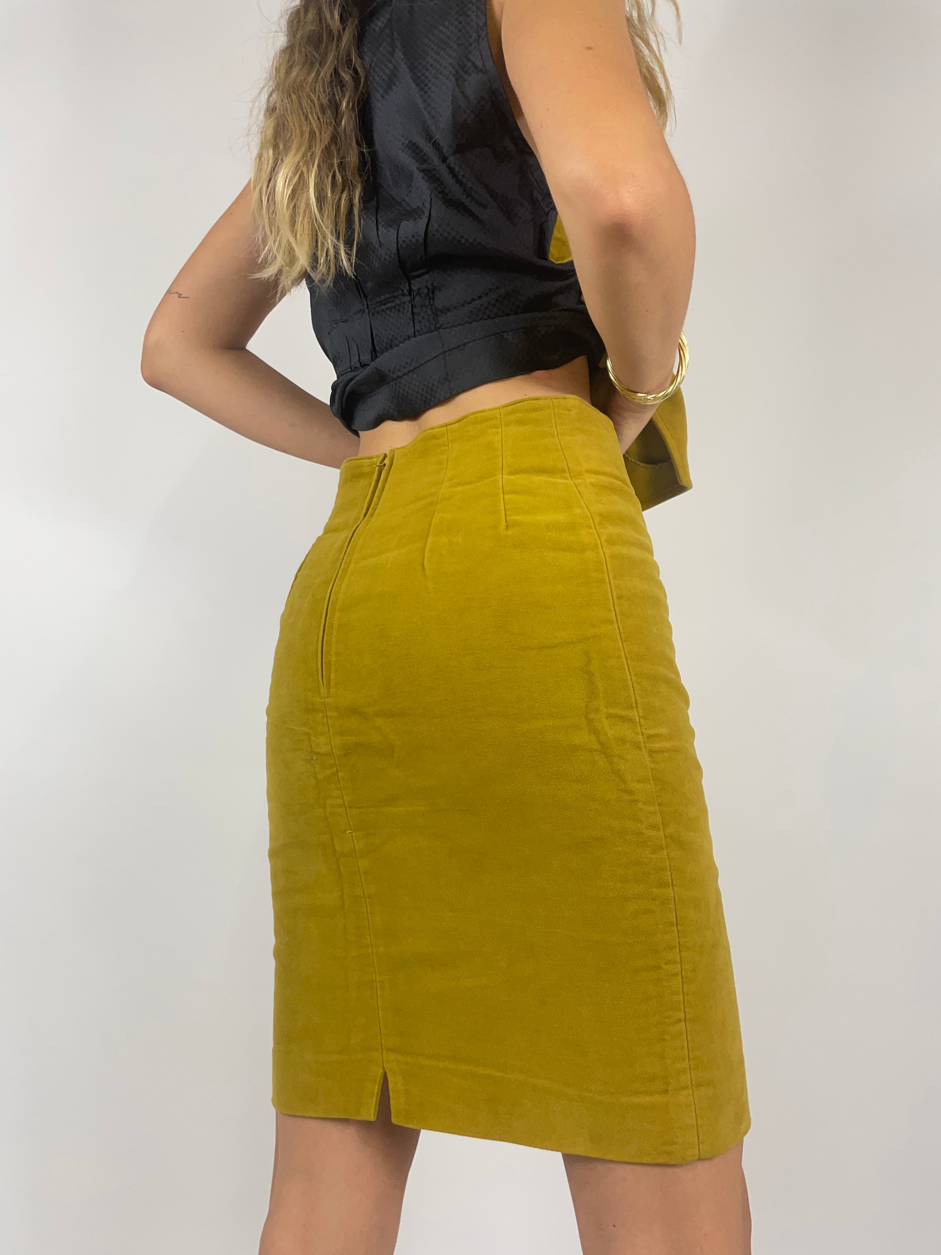 Mustard skirt cheap 90s