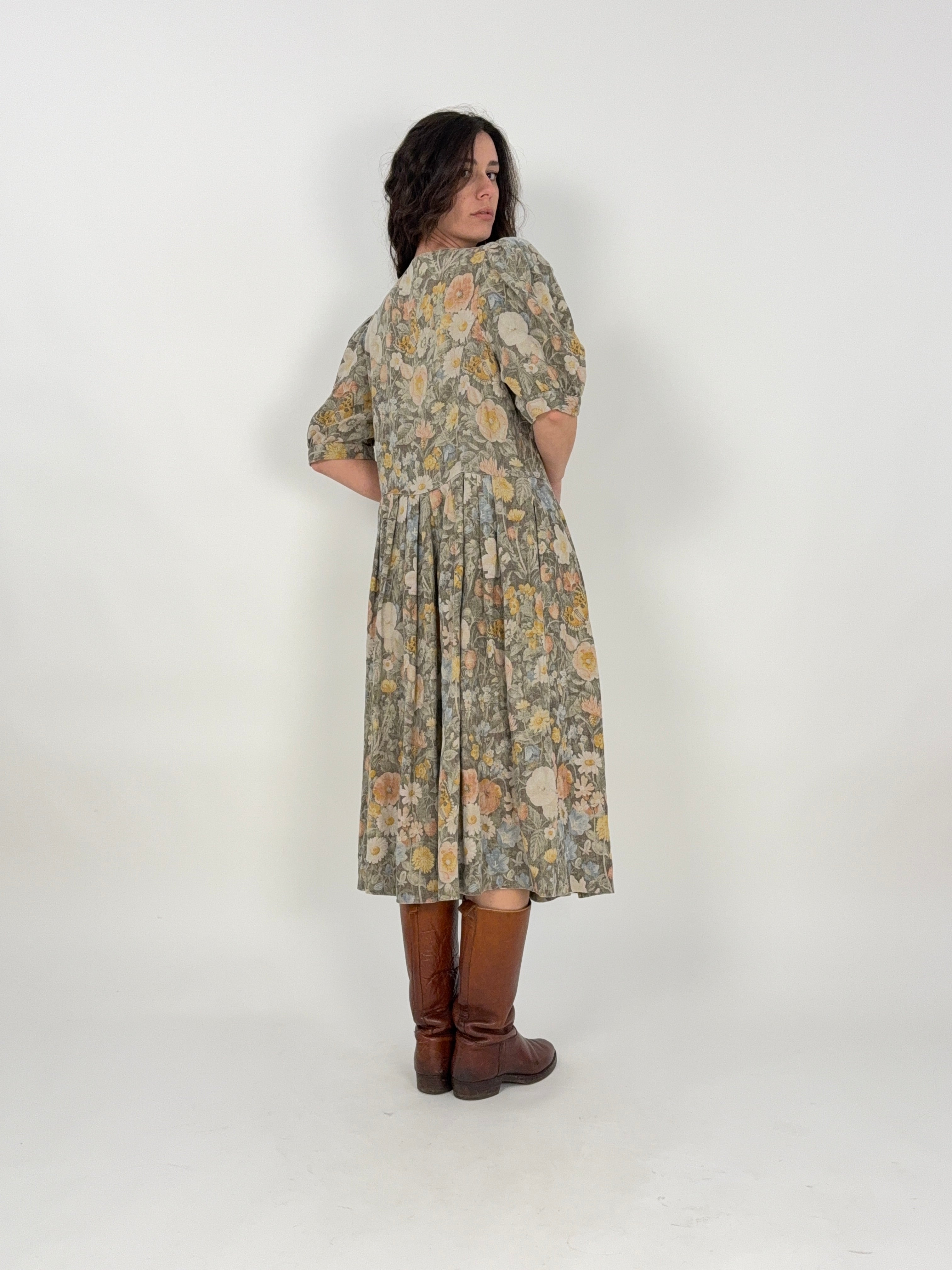 Abito Trachten Vintage Berwin & Wolff – 100% Lino – Fantasia Floreale Tirolese