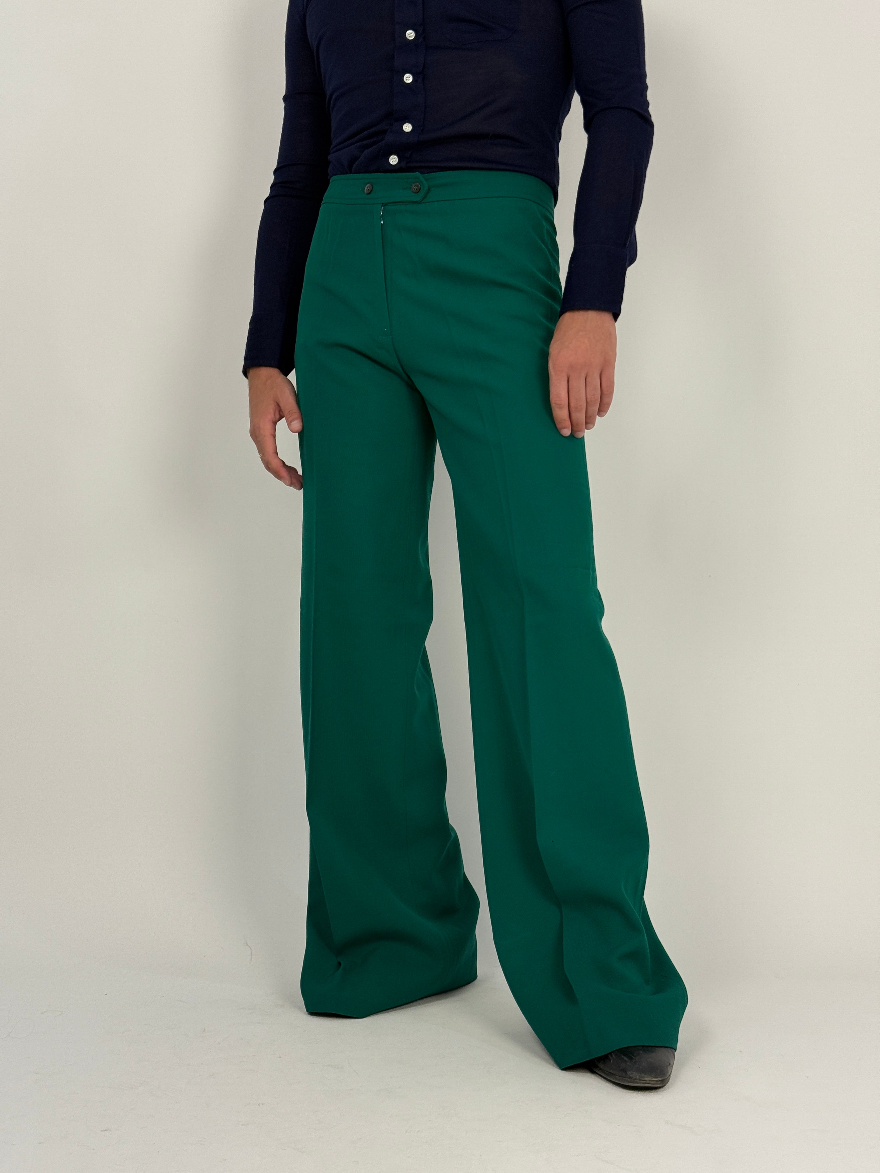 Pantaloni a zampa in pura lana anni '70 - Fangovintage