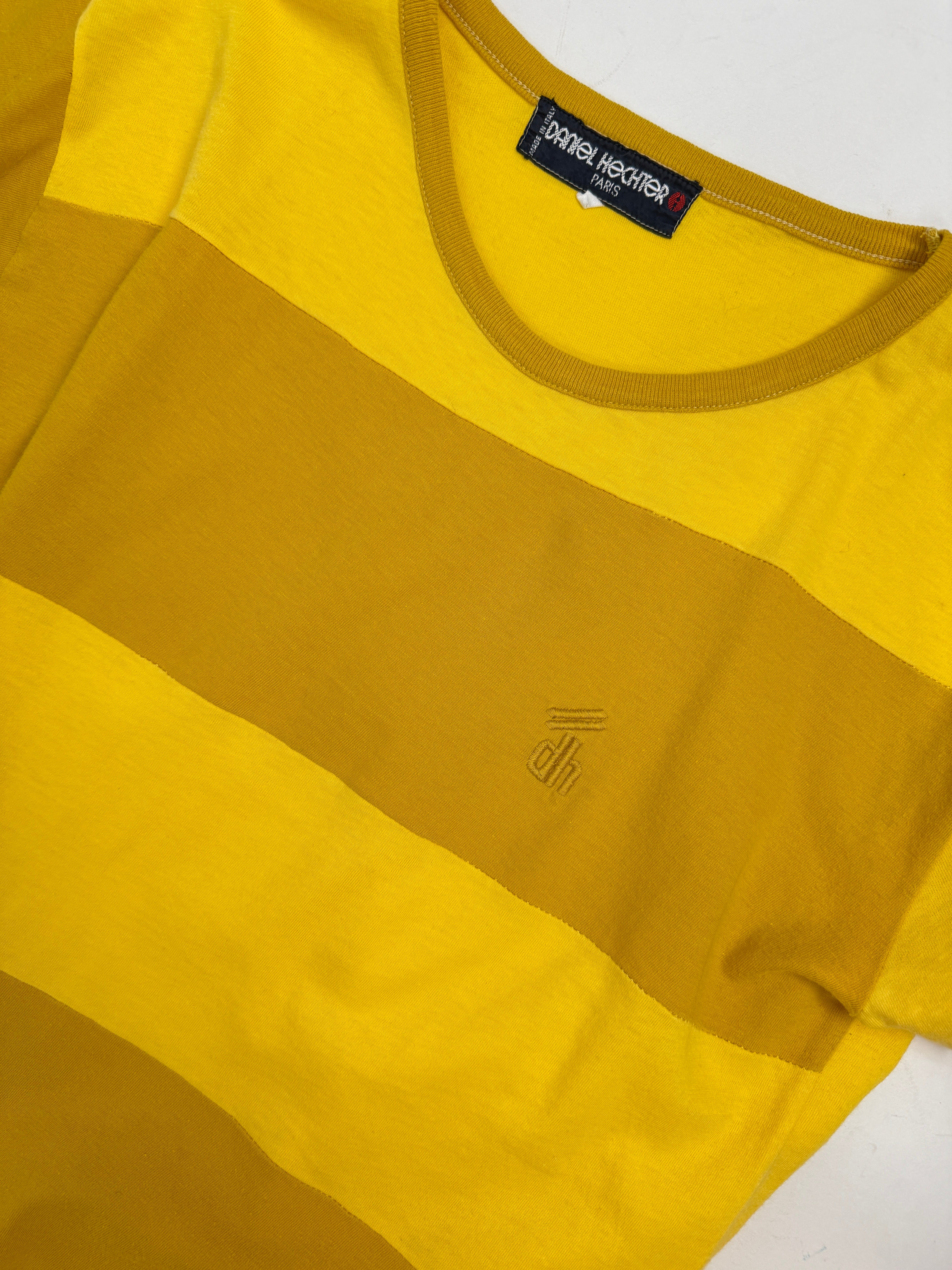 T-shirt Vintage Daniel Hechter a Righe Giallo - Taglia M/L