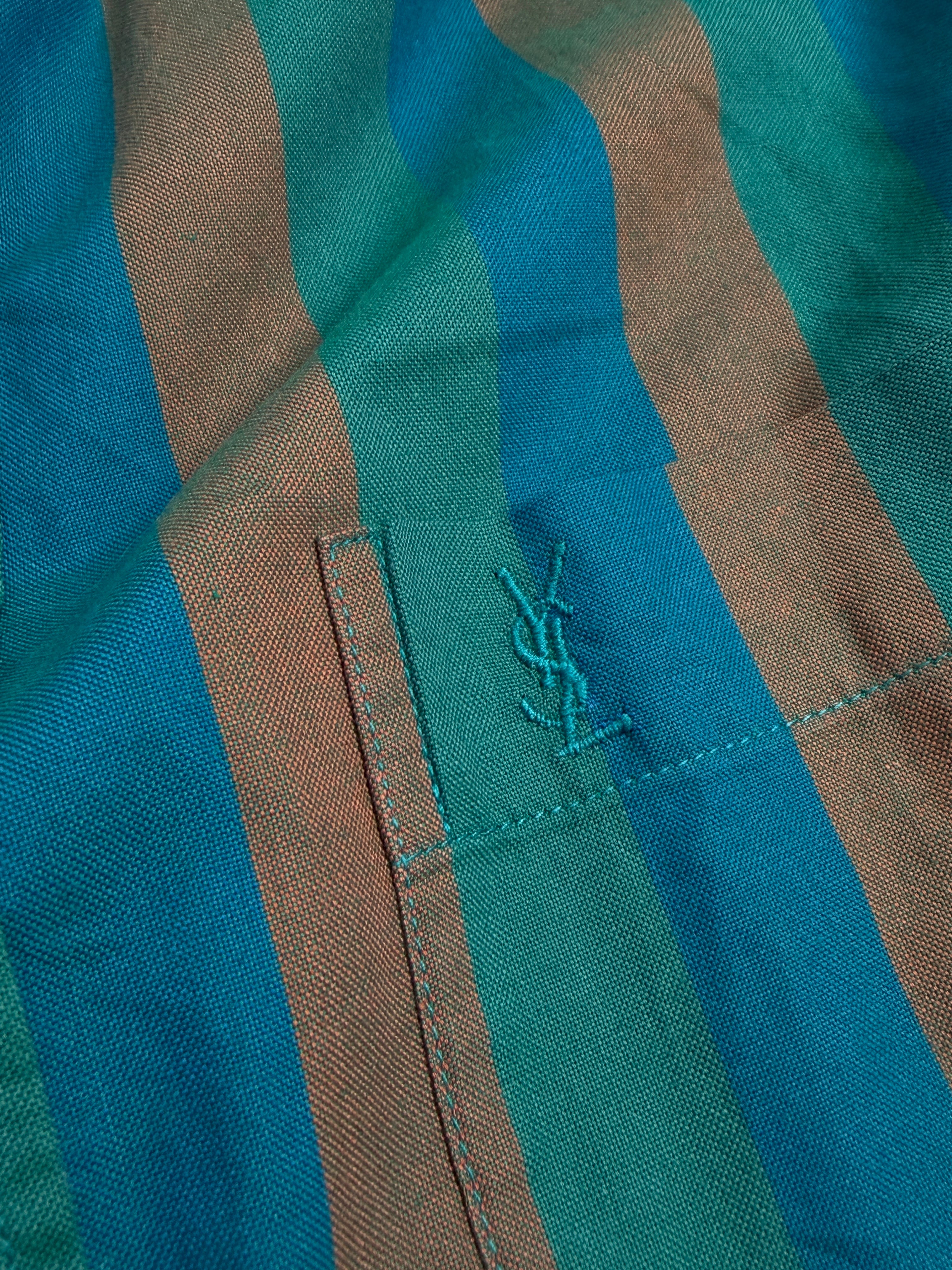 Camicia Yves Saint Laurent Anni '80 a Righe - Taglia L