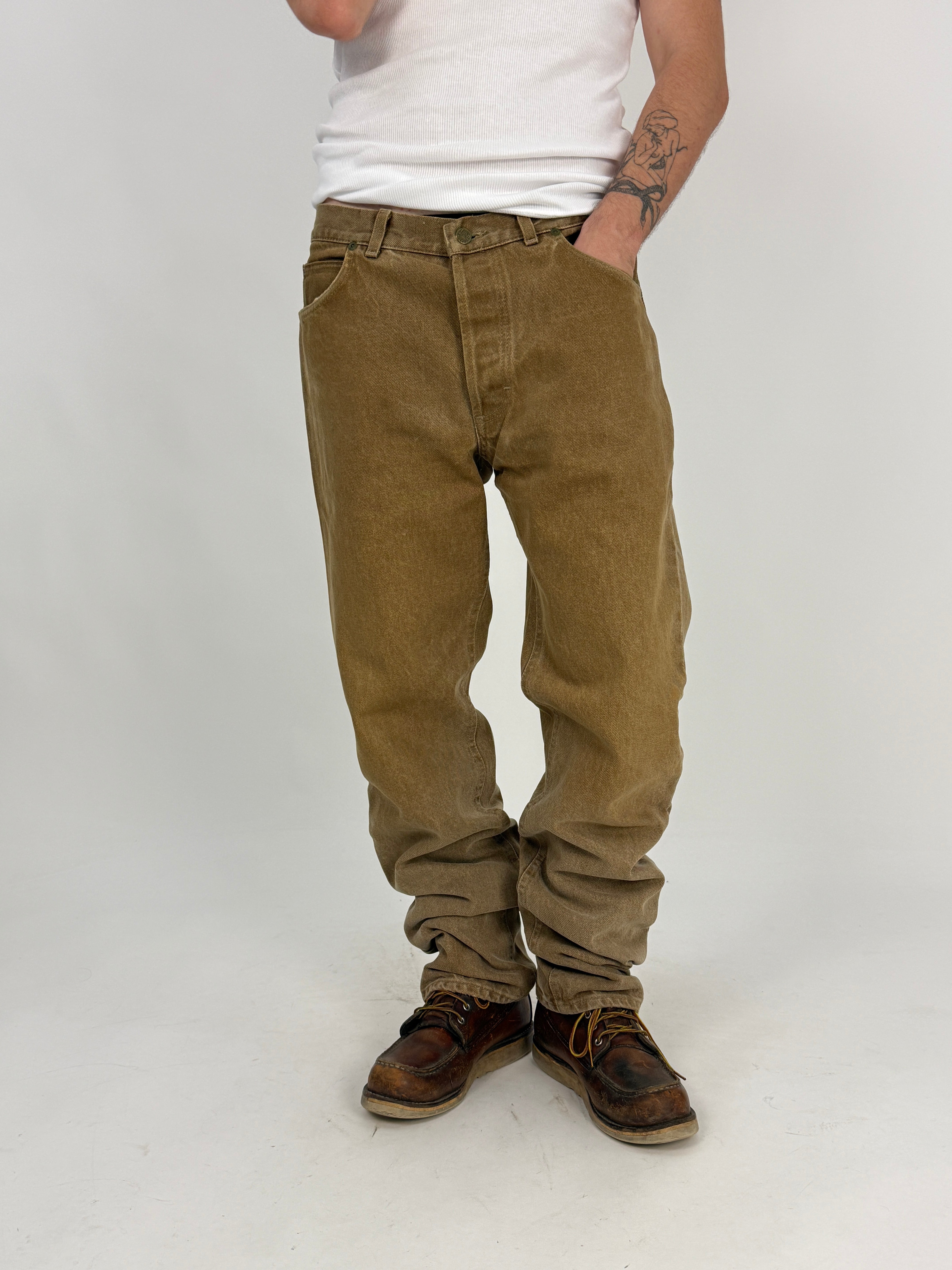 Jeans vintage Lee Riders khaki W36 - vista frontale modello