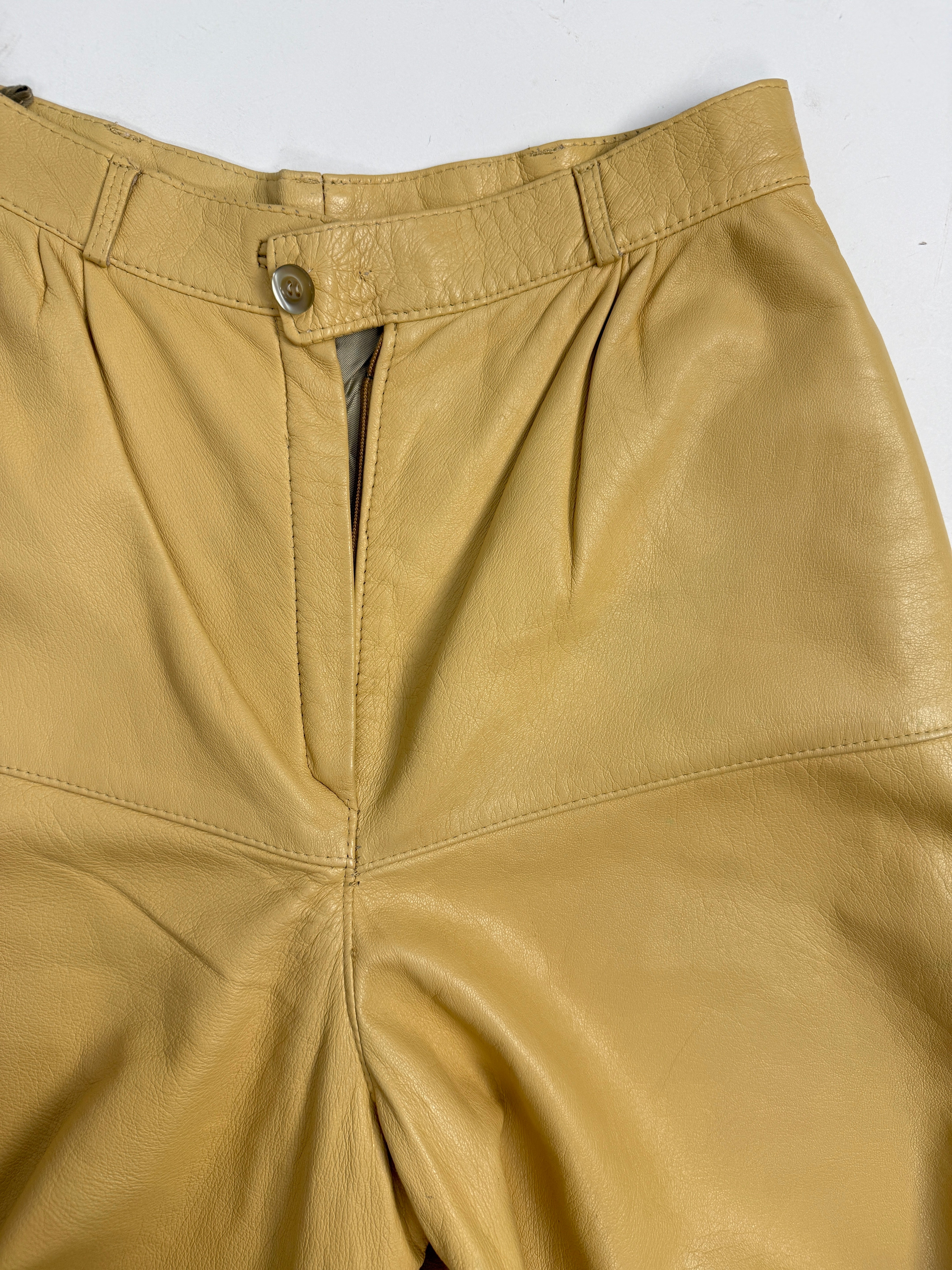 Bermuda in Vera Pelle Beige Anni '70/'80 - Taglia 38/XS