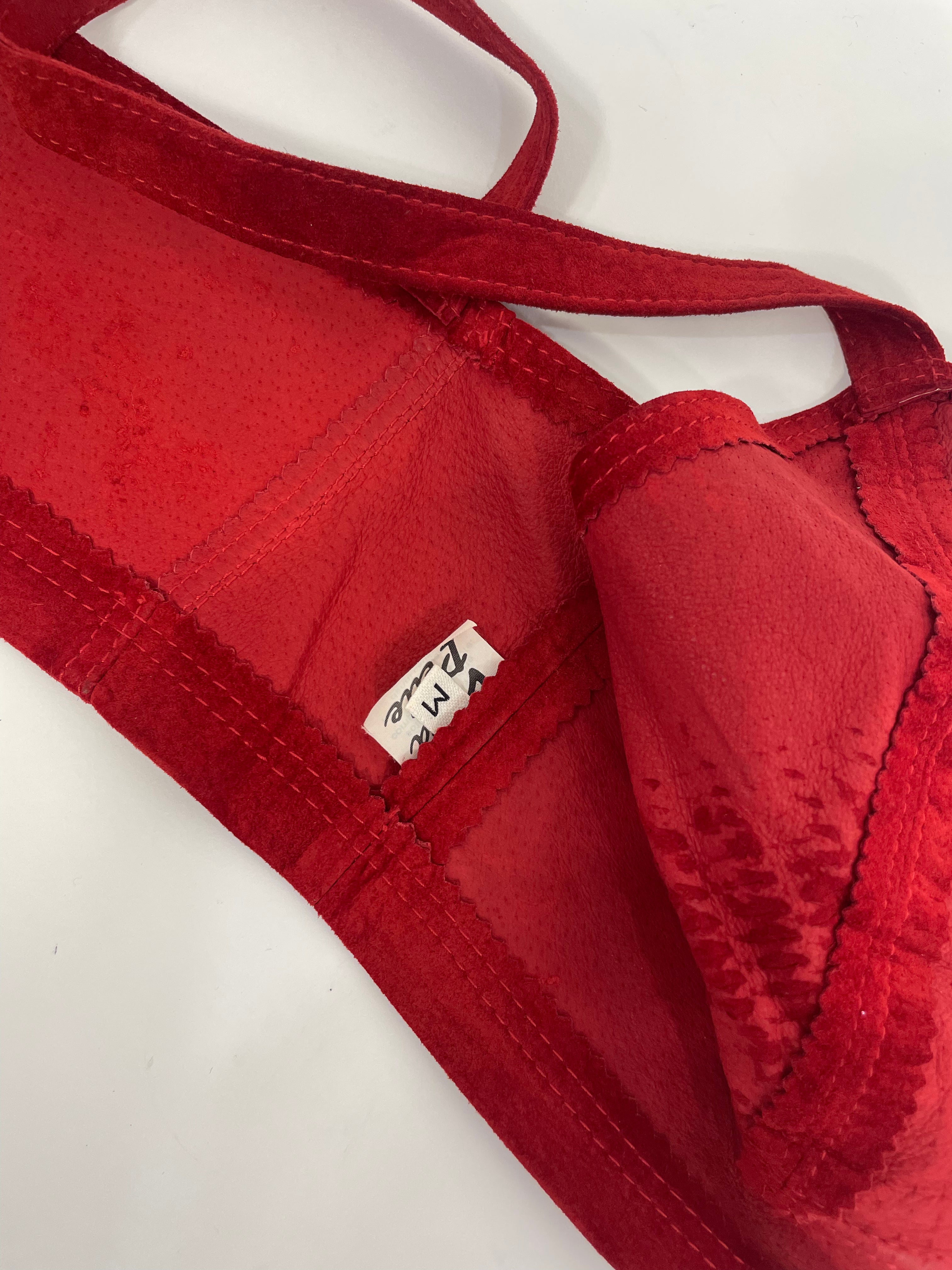 Completo top e minigonna in vera pelle