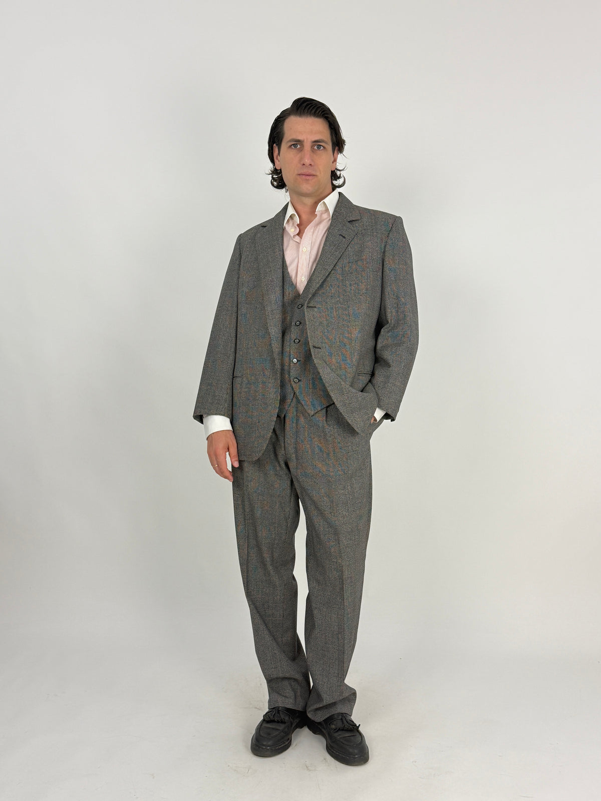 Abito Tre Pezzi Sartoriale Principe di Galles Anni '60 - Taglia 52/54