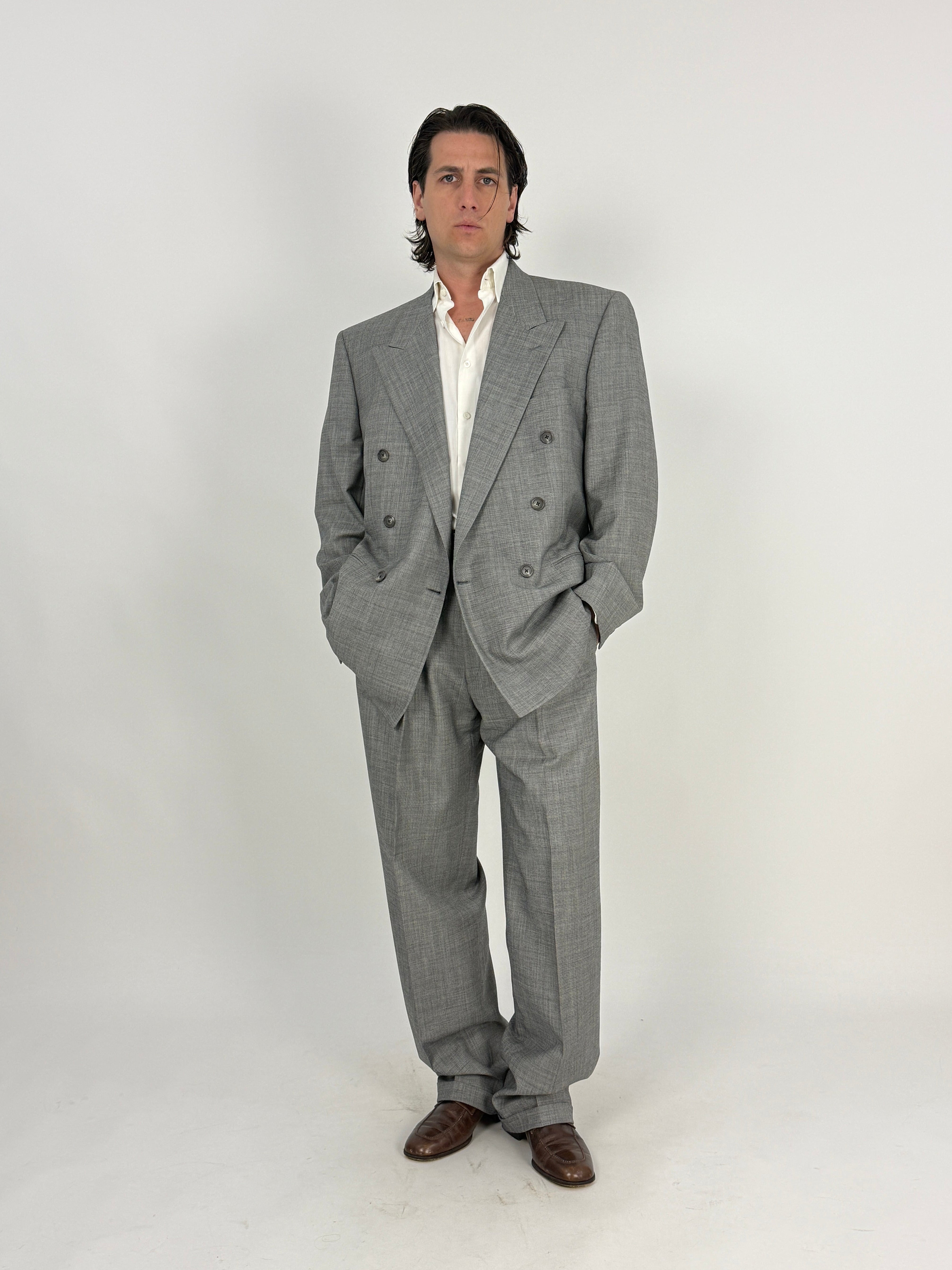 Abito Vintage Corneliani Doppio Petto Grigio - Taglia 54