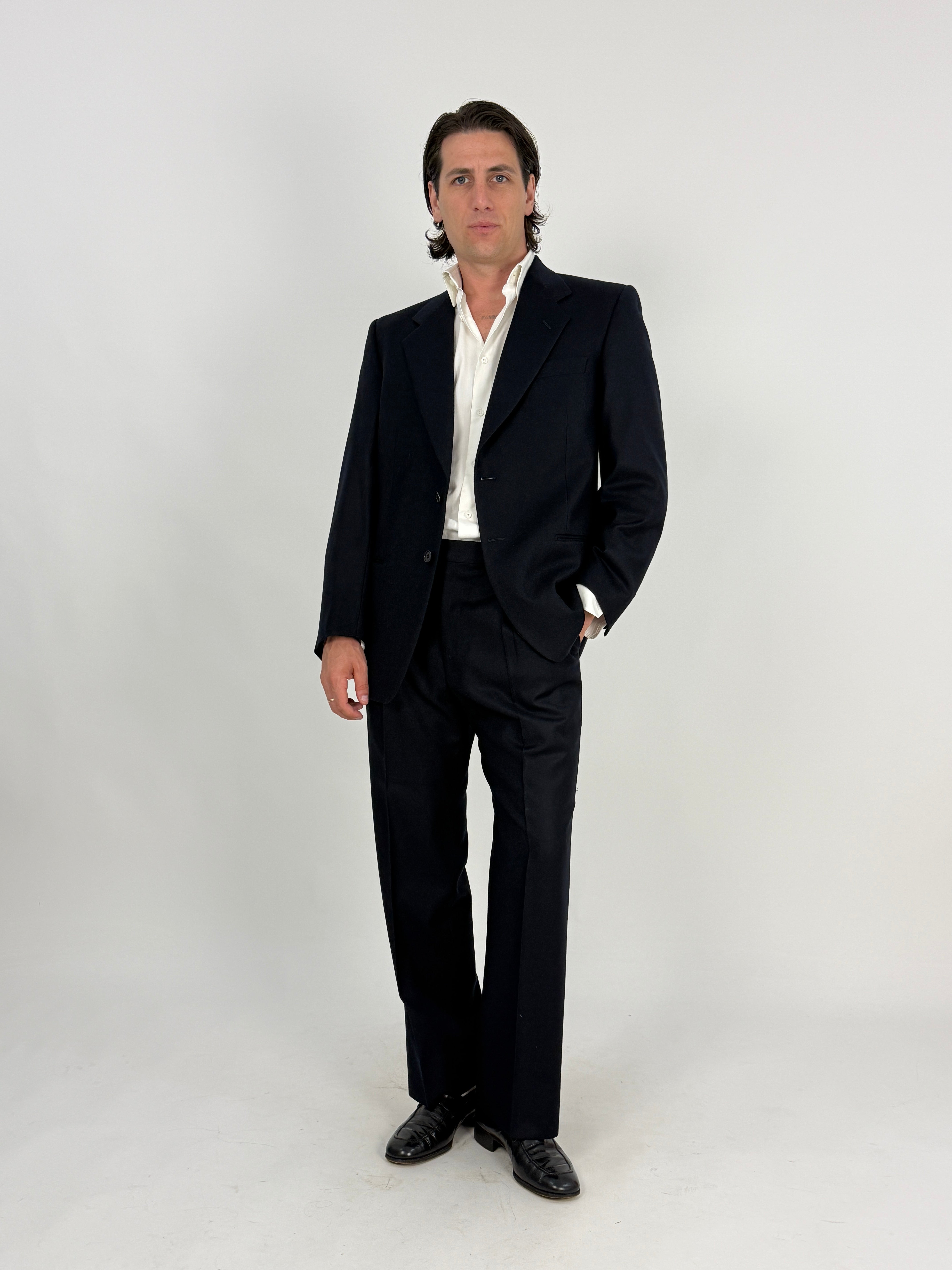 Completo Anni '80 in Lana Blu Notte - Taglia 50