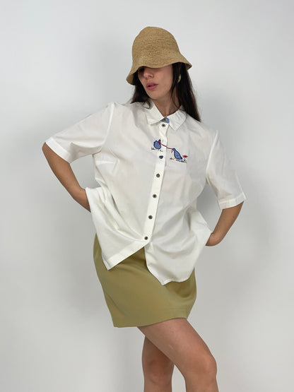 camicia-vintage-manica-corta-da-donna-in-cotone-bianco