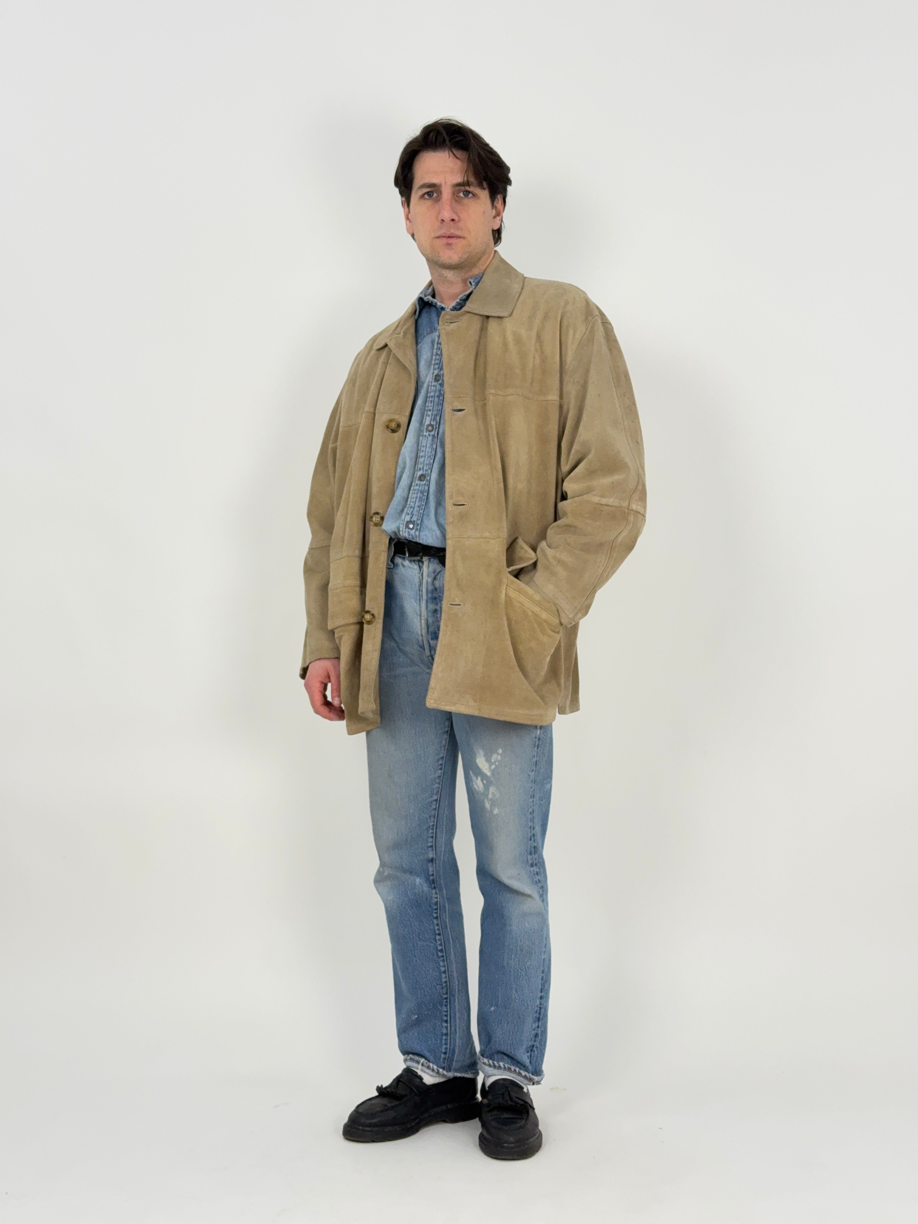 Giacca in pelle scamosciata