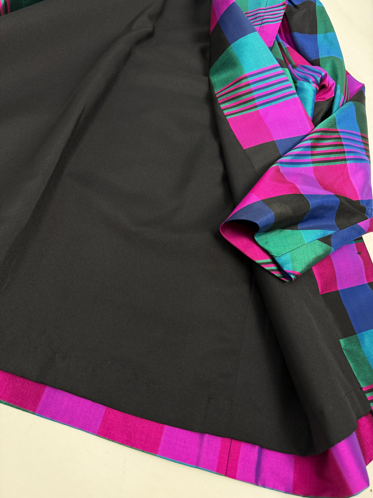 Blazer Oversize Anni '80 in Seta Thailandese Tartan - Taglia 44/46