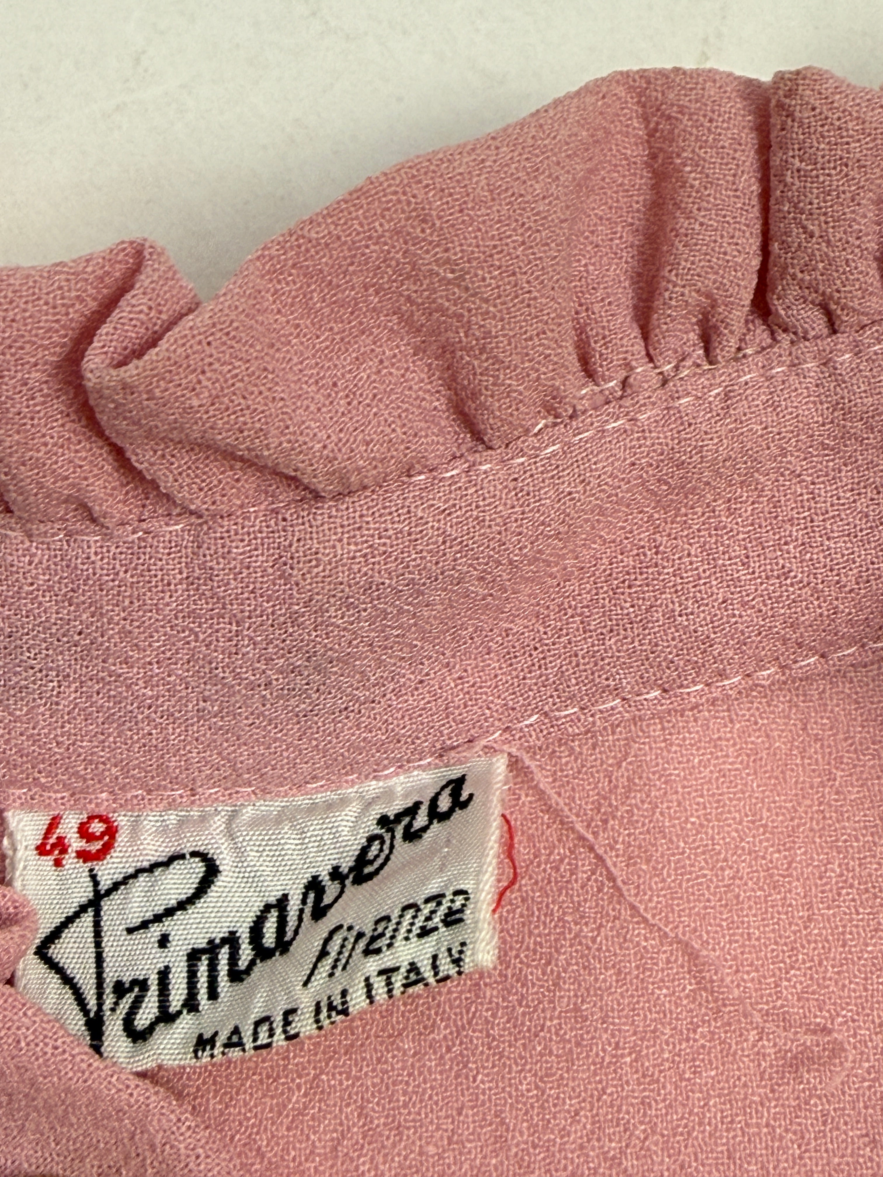 Camicia Rosa Anni '70 con Ricami Floreali