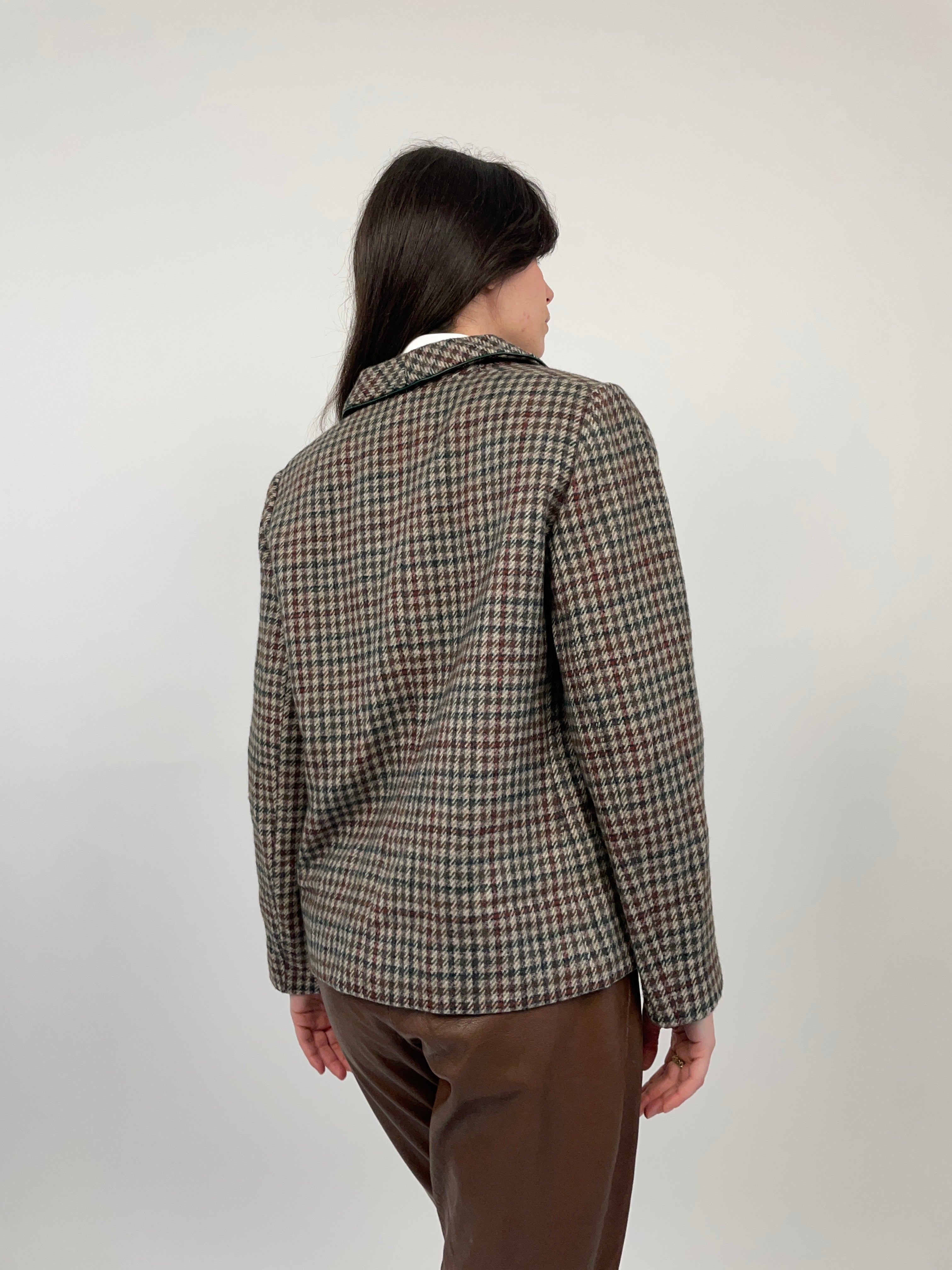 Giacca cropped in lana pied de poule