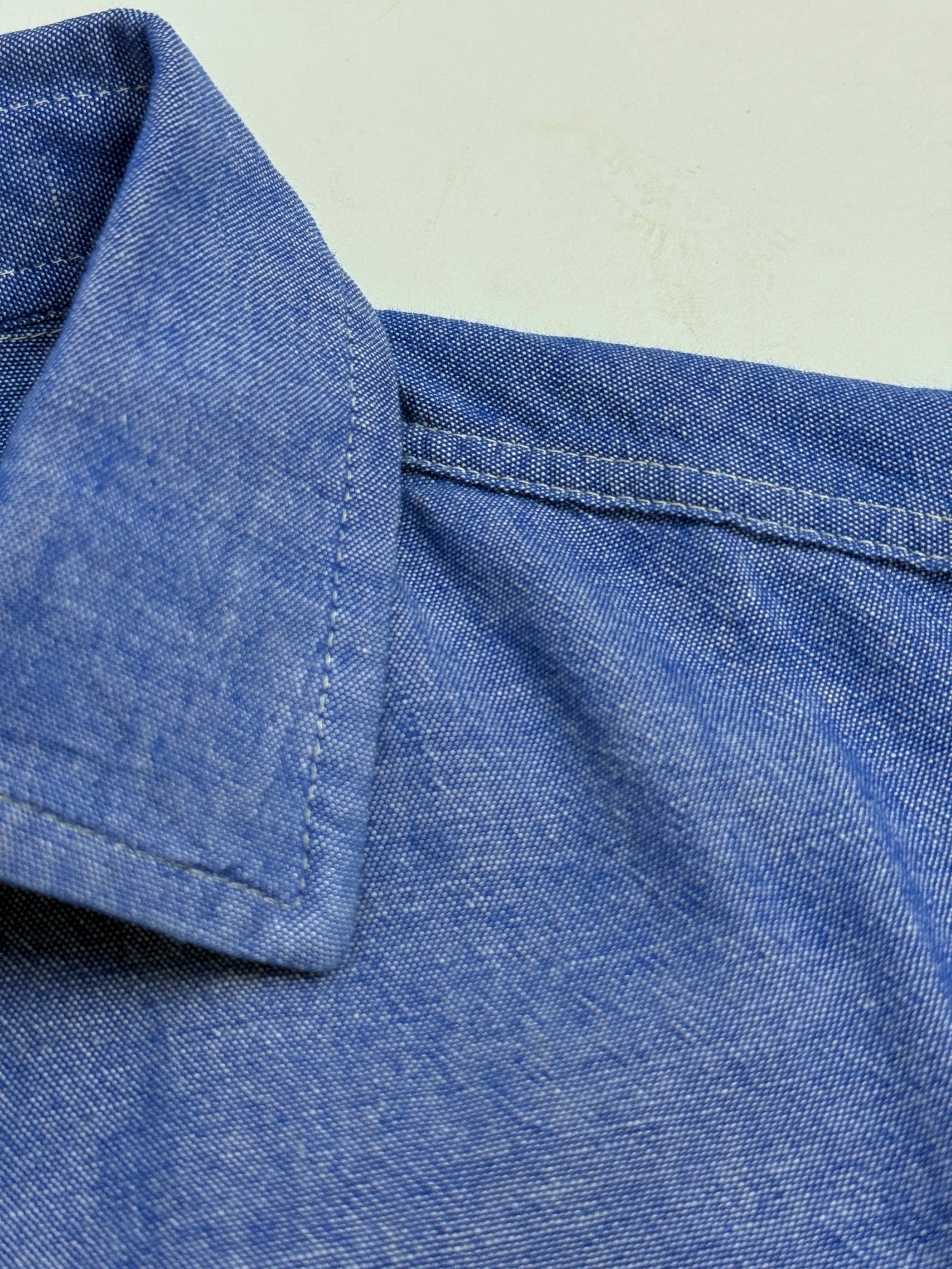 Camicia da Lavoro Vintage ENEL Chambray - dettaglio polsino e tessuto