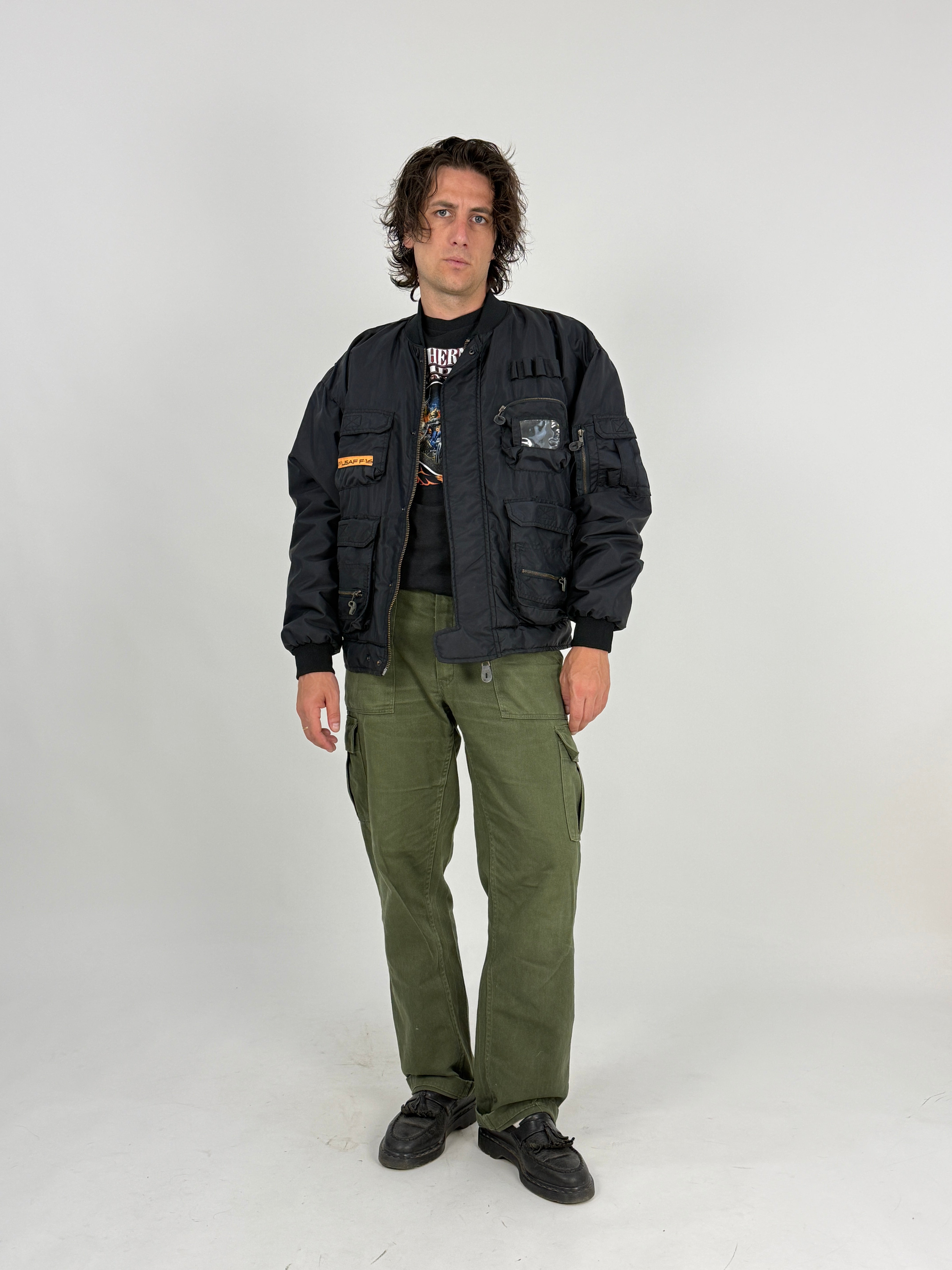 Bomber USAF F-16 Tactical Flight Jacket Fodera Arancione - Taglia L