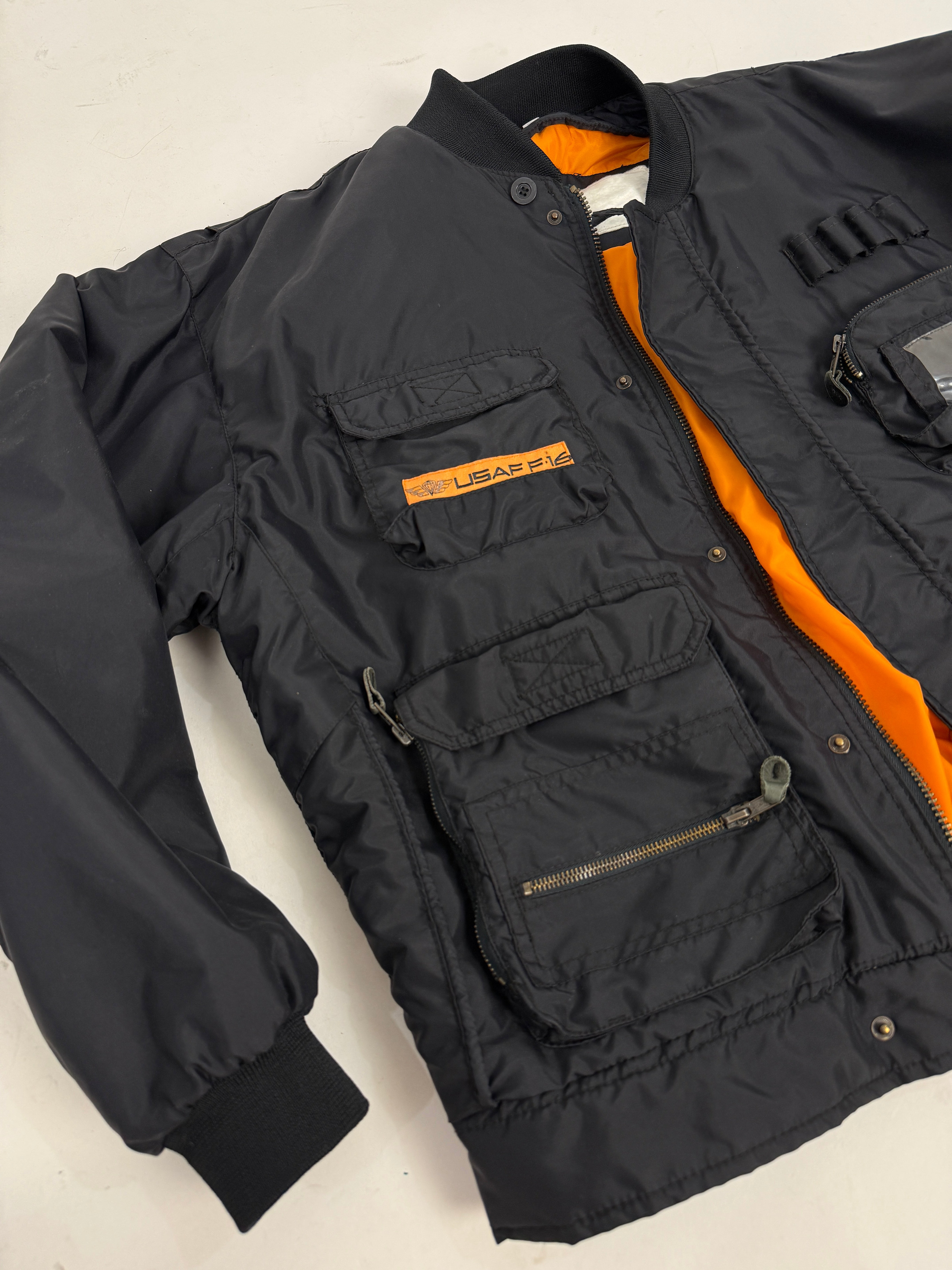 Bomber USAF F-16 Tactical Flight Jacket Fodera Arancione - Taglia L
