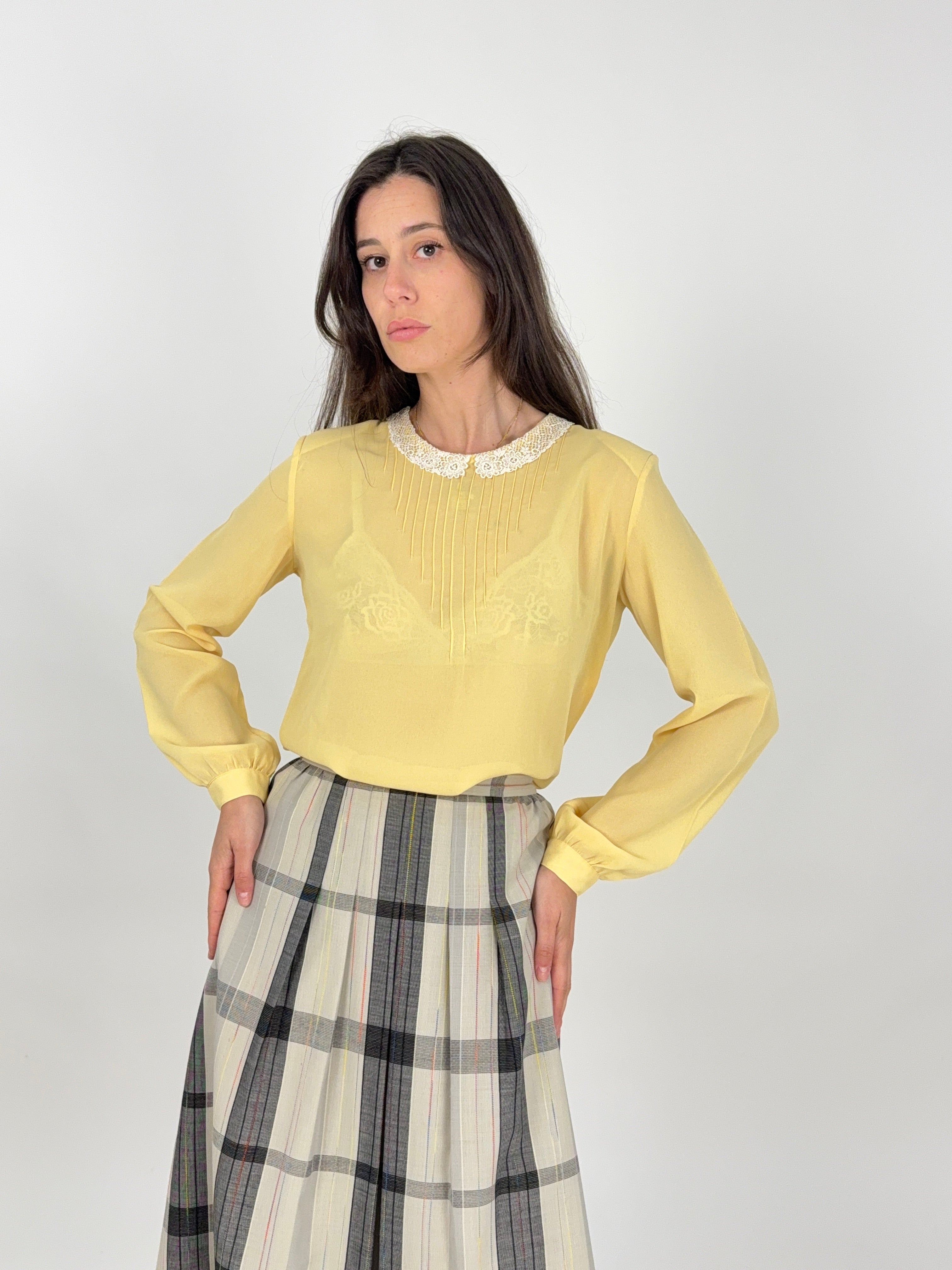 Camicia anni '70 con colletto in pizzo