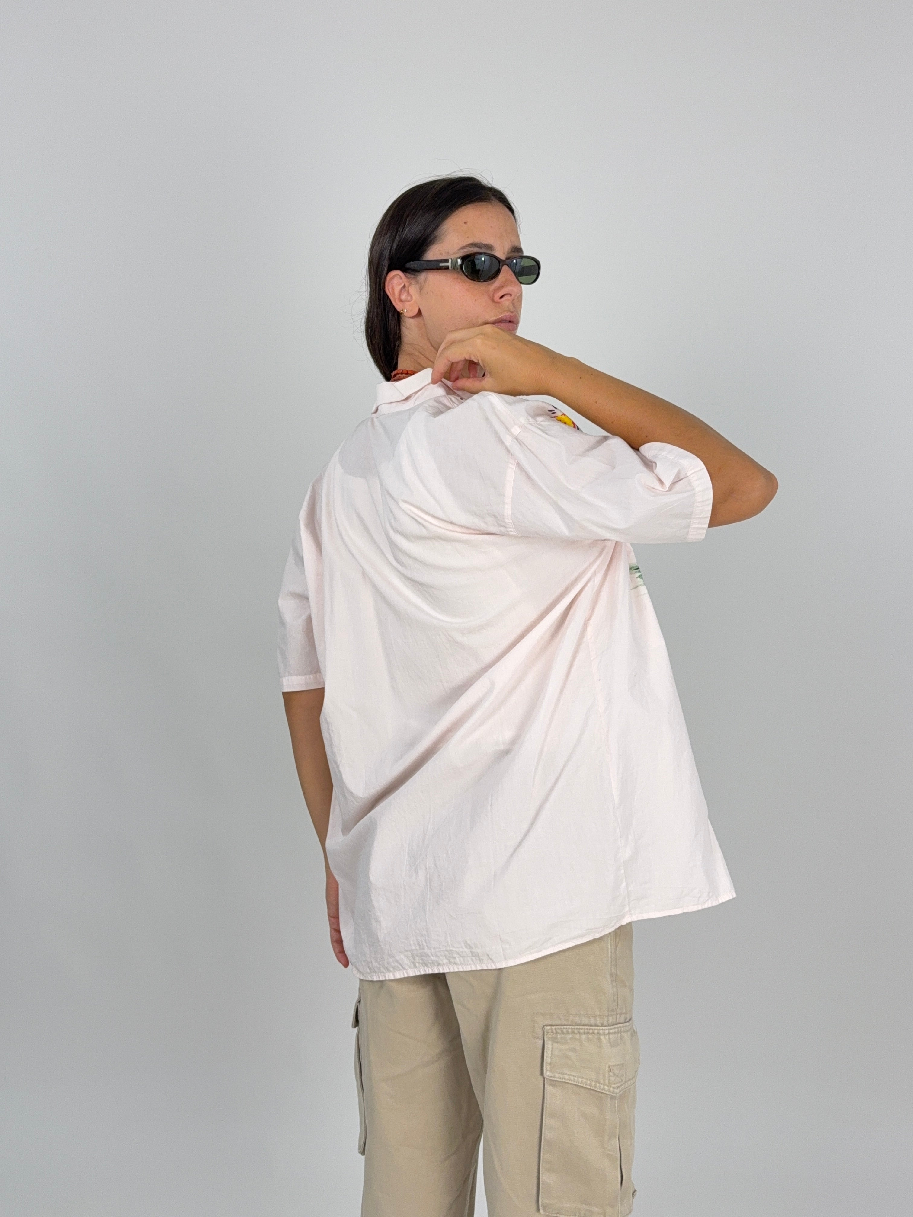 Camicia Vintage Stampa Tropicale