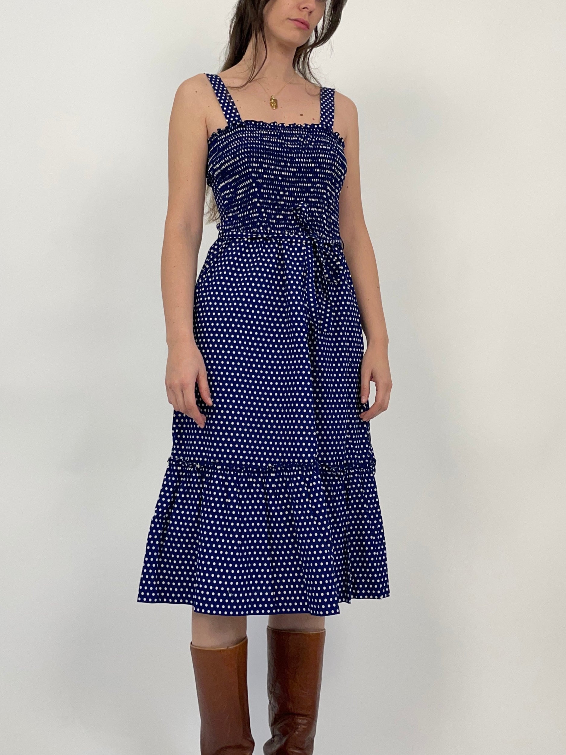 Abito midi a pois anni '70
