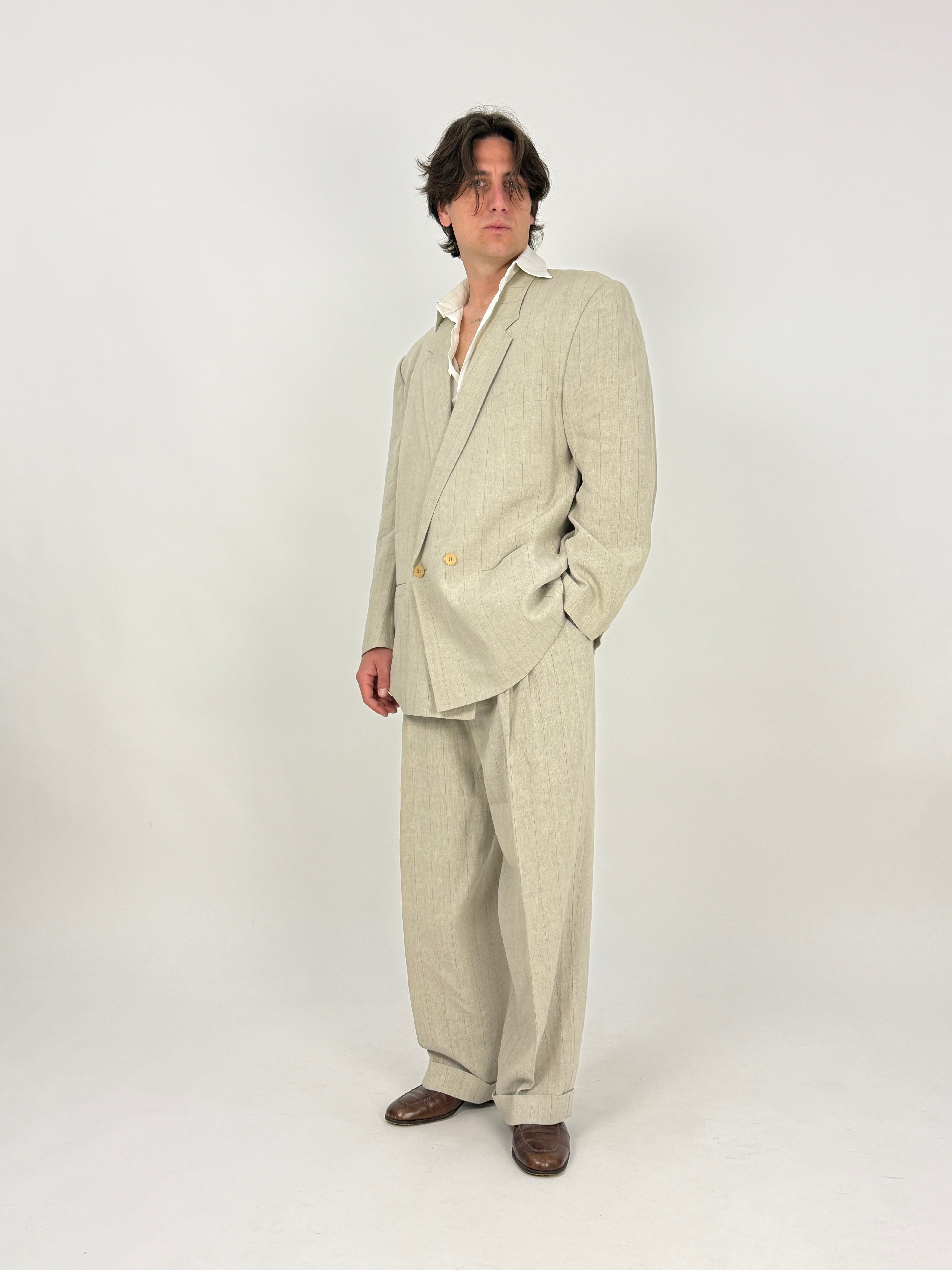 Completo Istante by Gianni Versace - gessato in lino anni '80