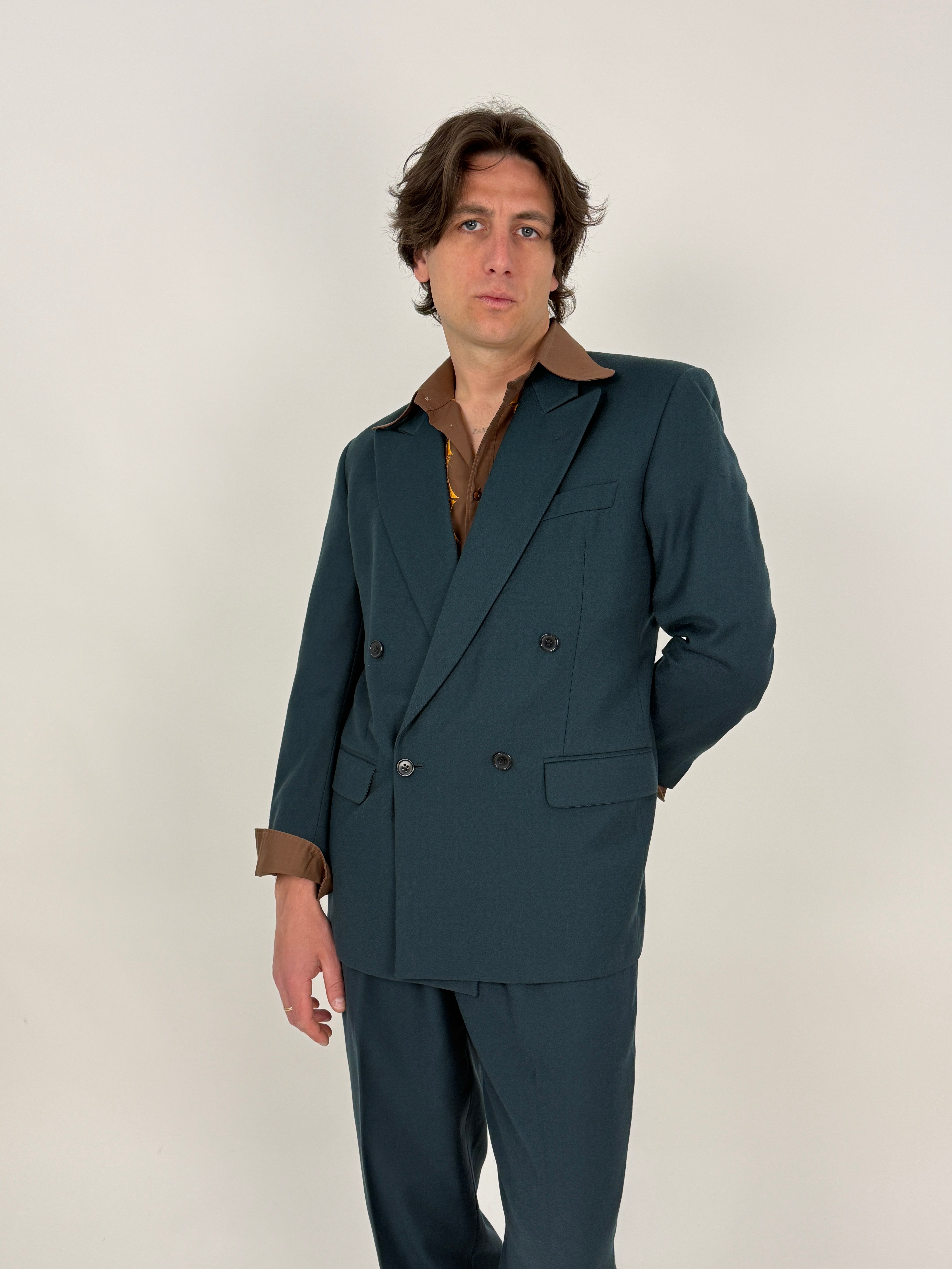 Completo vintage in pura lana verde
