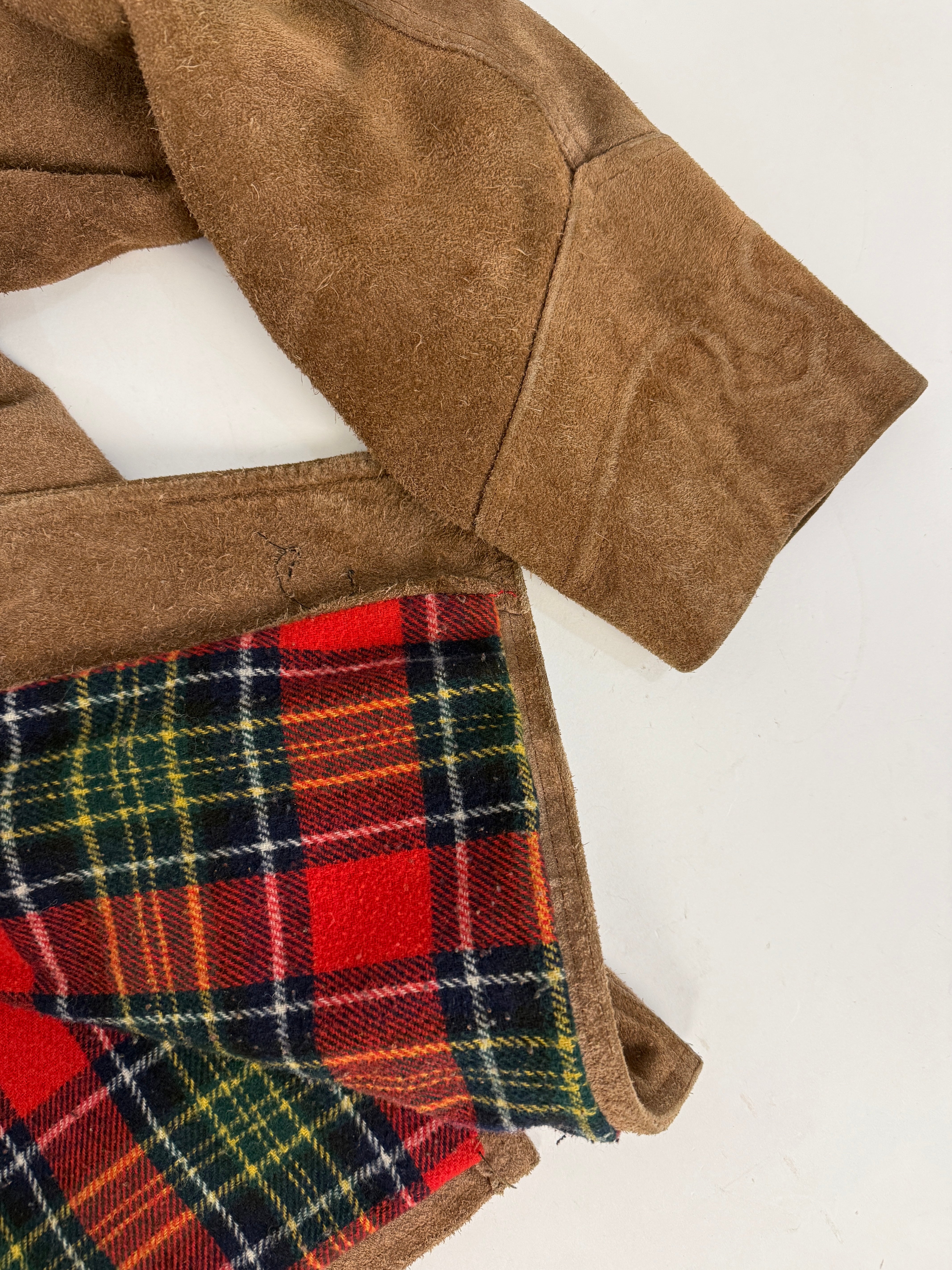 Giacca Western Ranch Coat Spitfire Camoscio Fodera Tartan Anni '70 - Taglia XL