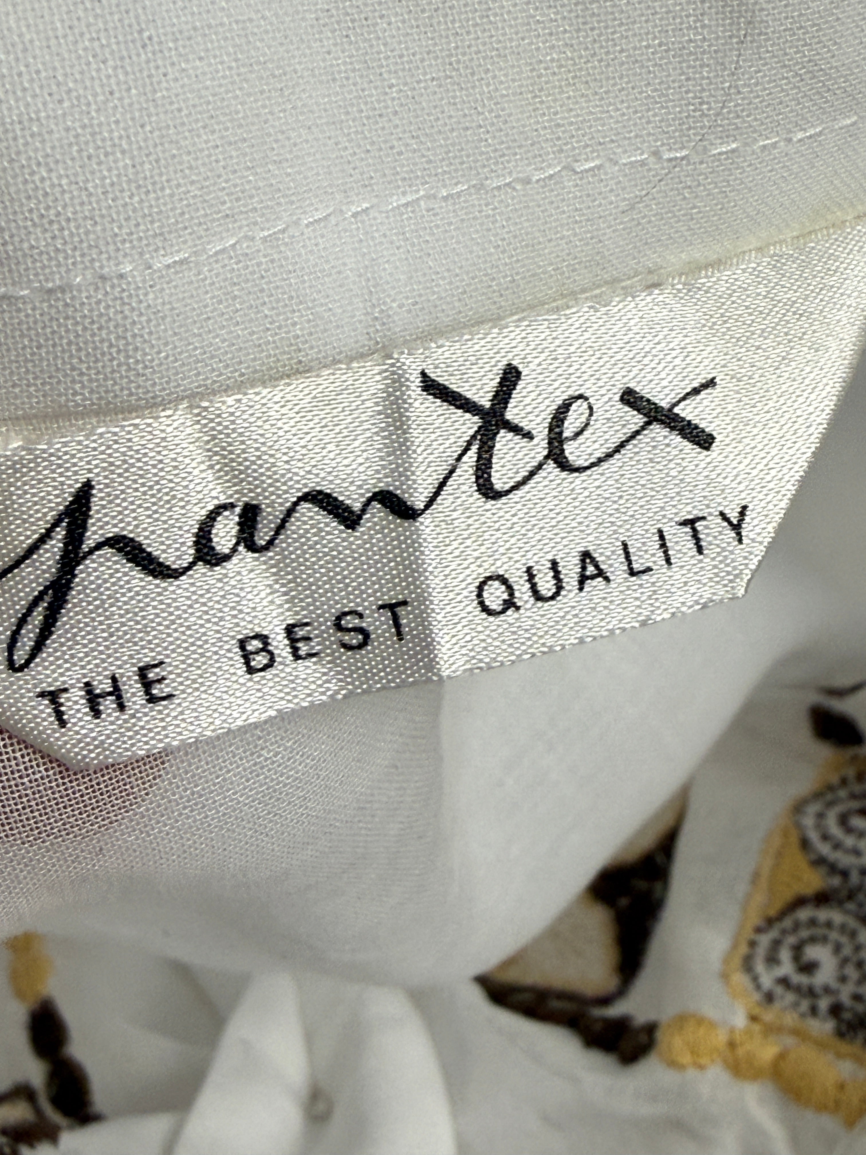 Camicia anni '70 Bianca in cotone - Ricami Geometrici