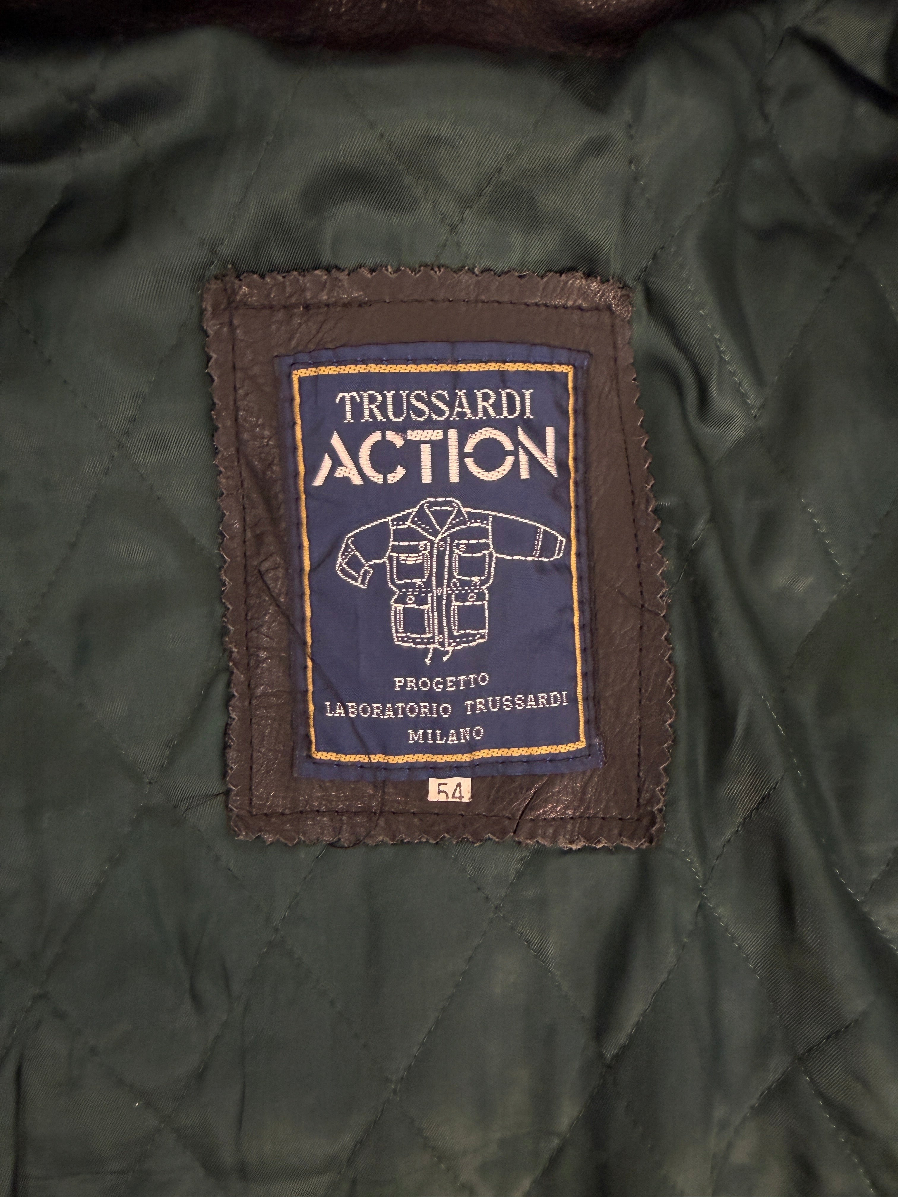 Bomber Trussardi Action Pelle Nera Anni '80 - Taglia L/XL
