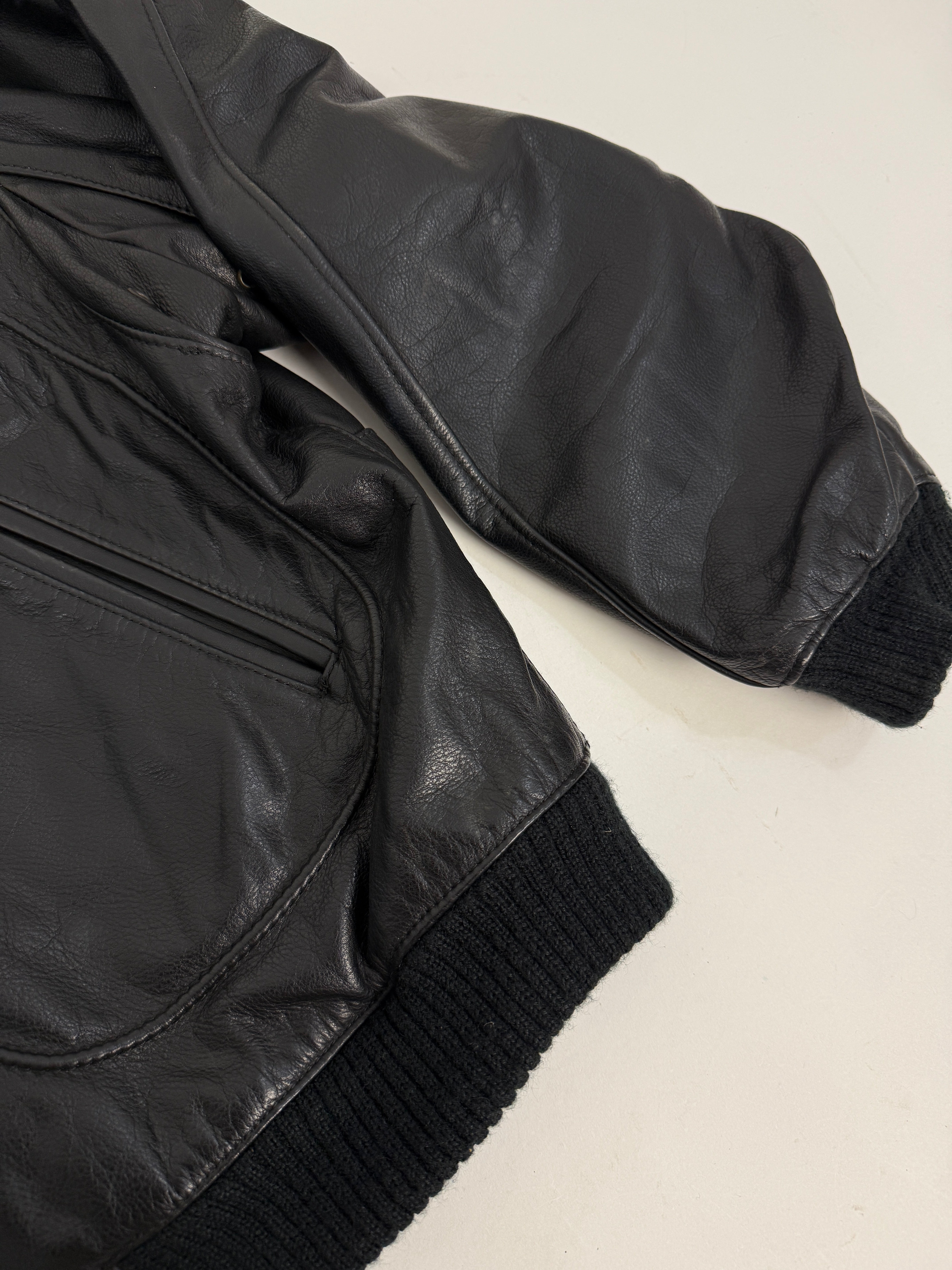 Bomber Trussardi Action Pelle Nera Anni '80 - Taglia L/XL