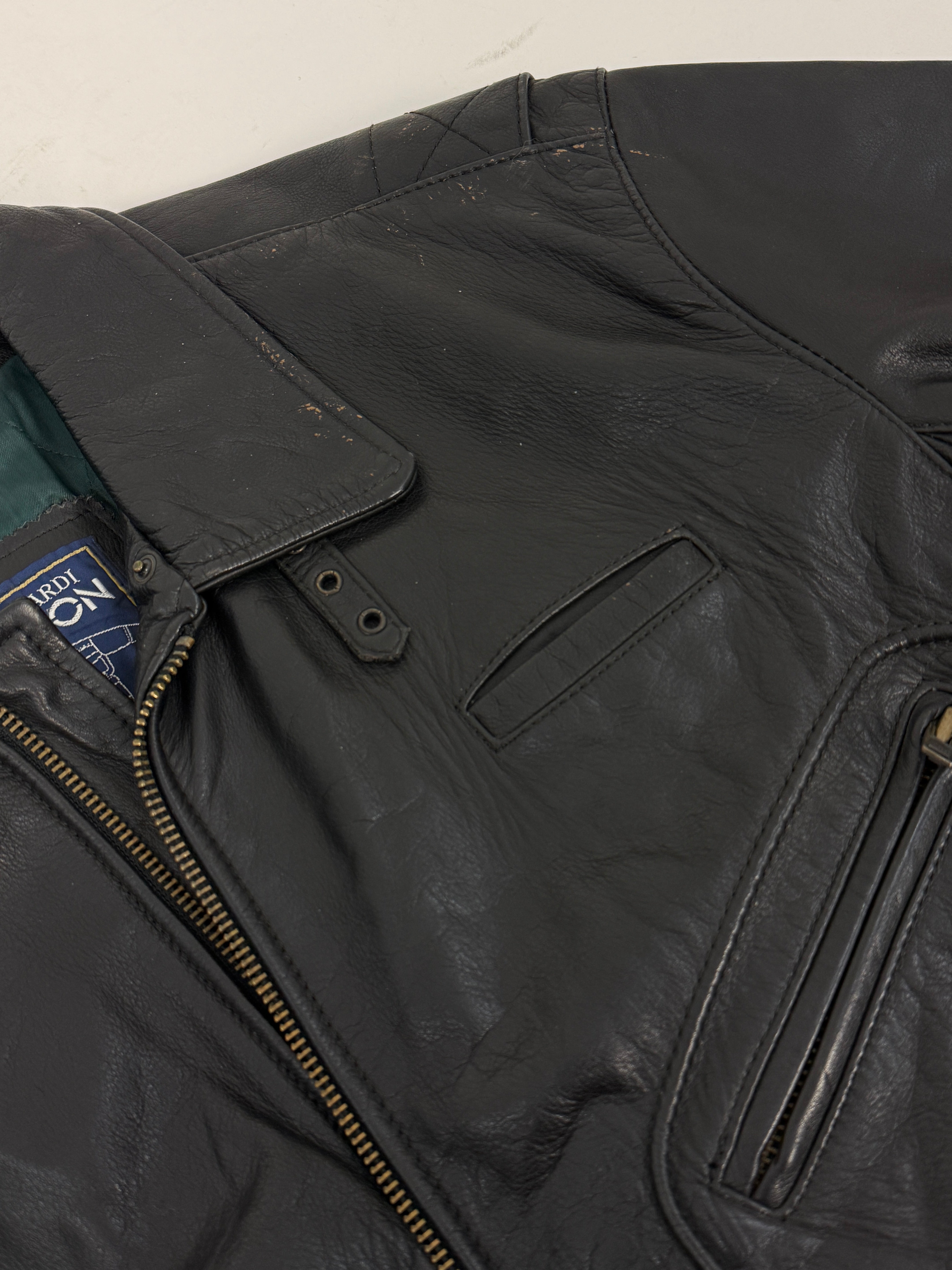 Bomber Trussardi Action Pelle Nera Anni '80 - Taglia L/XL